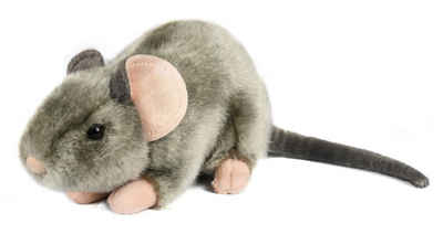 Uni-Toys Kuscheltier Maus grau, liegend - 17 cm (Länge) - Plüsch-Nagetier - Plüschtier, zu 100 % recyceltes Füllmaterial