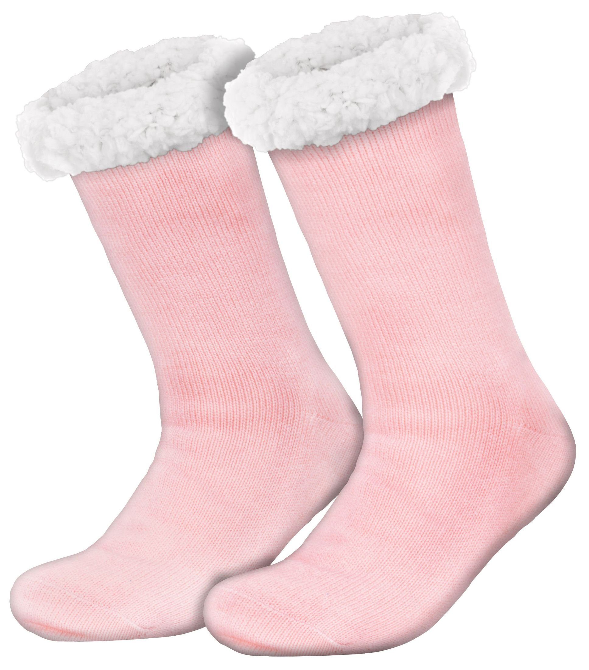 Herren Socken Unifarben Rutsch Einheitsgröße rosa (1-Paar) Kuschelsocken Damen Noppensocken Anti Kuschelsocken Wintersocken compagno