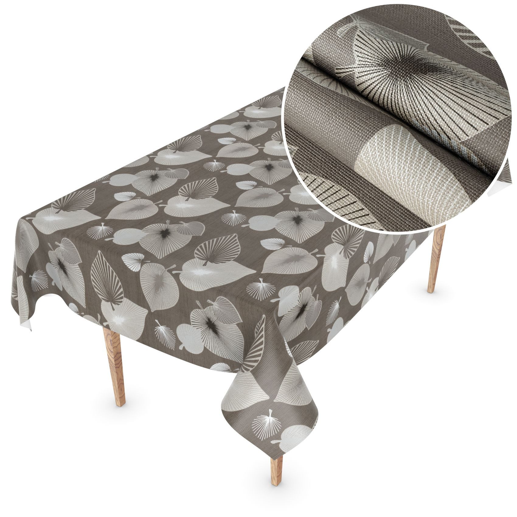 ANRO Tischdecke Besonders Feine Wachstuchtischdecke Premium Gartentischdecke (Einzelstück 1-tlg), Prägung 140x100cm wasserabweisend