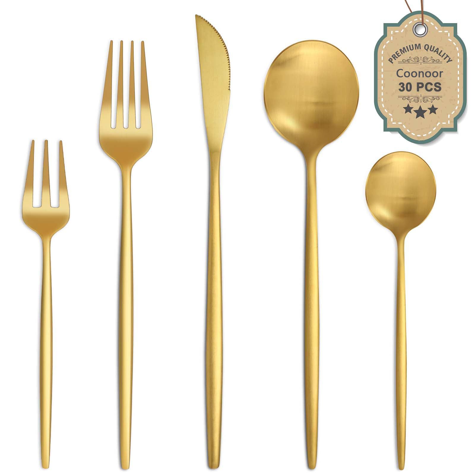 Coonoor Besteck-Set für 6 Personen, 30 teilig Essbesteck Set inkl. Messer, Gabel, Löffel (30-tlg), Edelstahl, Besteck Edelstahl, Spülmaschinenfest