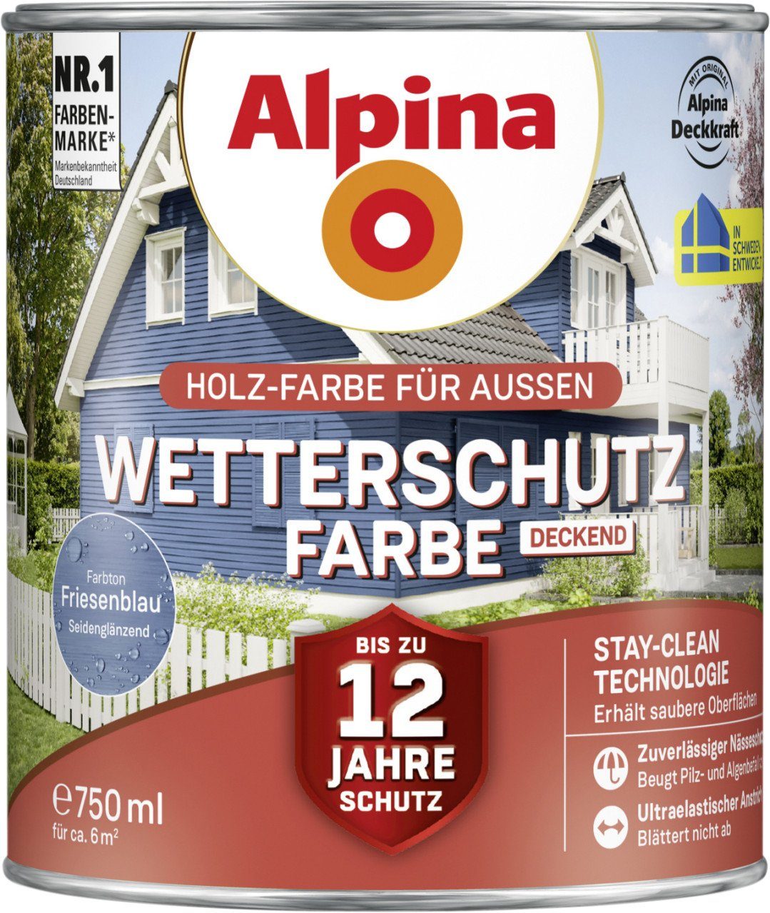 Alpina Holzschutzlasur Alpina Wetterschutzfarbe deckend 0,75 L