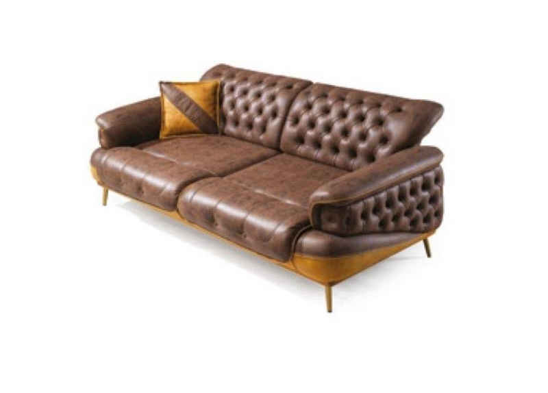 JVmoebel Chesterfield-Sofa, Chesterfield Sofa 3 Sitzer Braun Luxus Möbel Sofas Couchen
