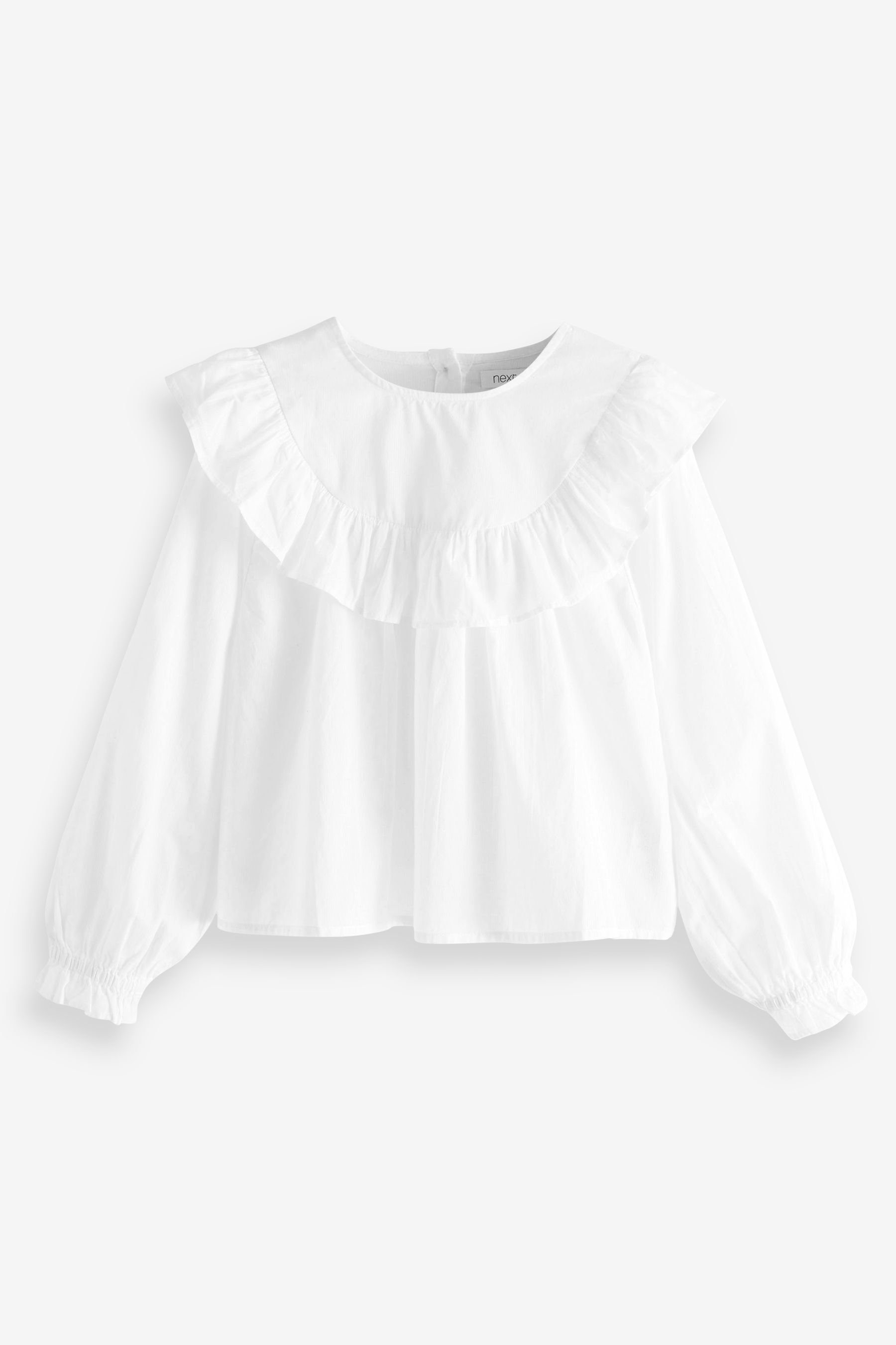 Next Blusenshirt (1-tlg) White Baumwolle Rüschenbluse aus