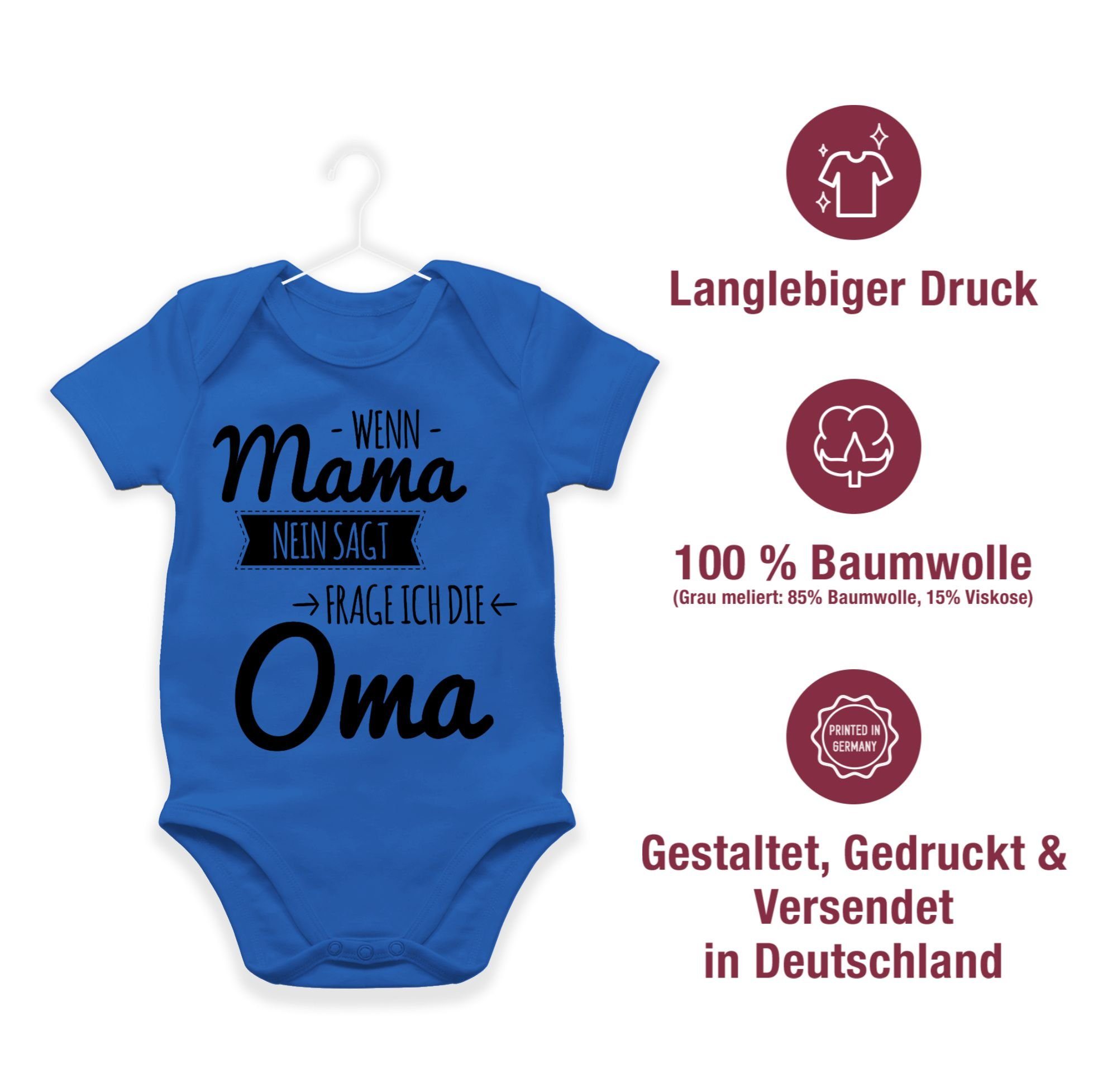 frag ich Mama Shirtracer Oma Sprüche Baby Shirtbody Royalblau Wenn nein sagt 2