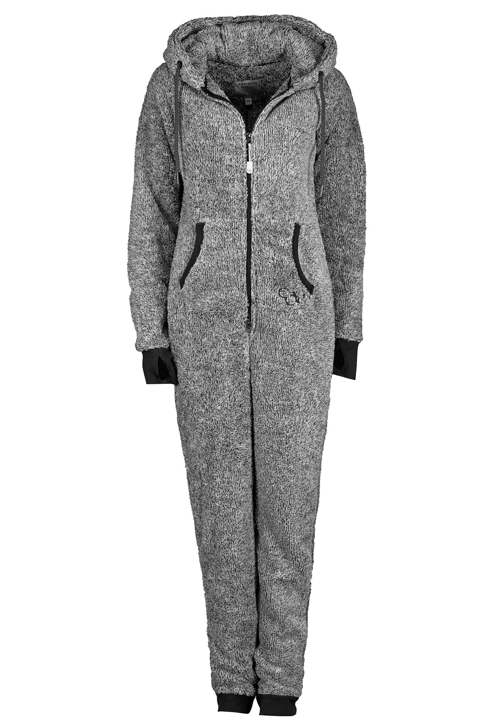 Eight2Nine Overall Jumpsuit dark-grey Fleece