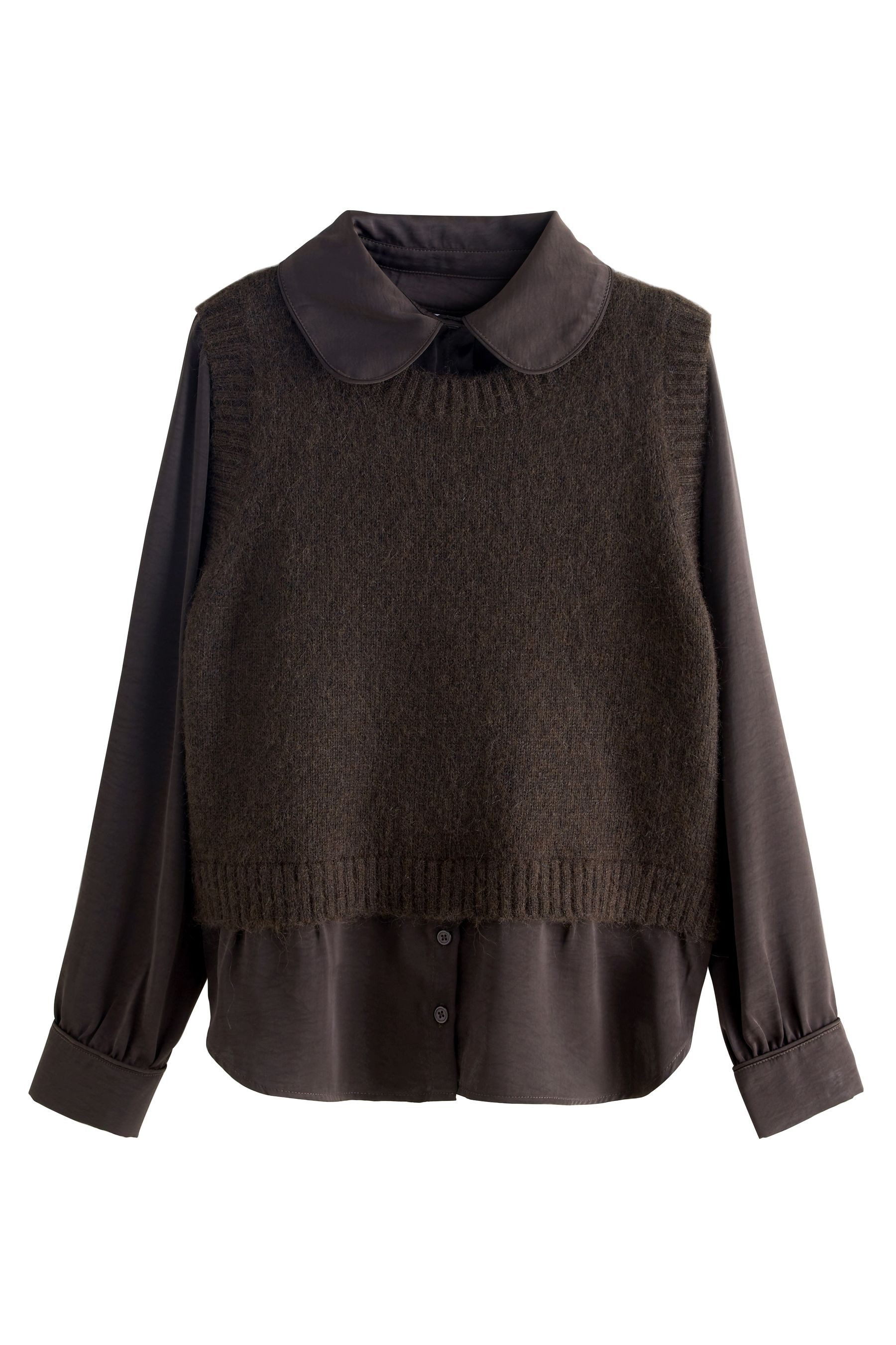 Next Pullunder Strick-Tanktop mit Satin-Hemdlage (1-tlg) günstig online kaufen