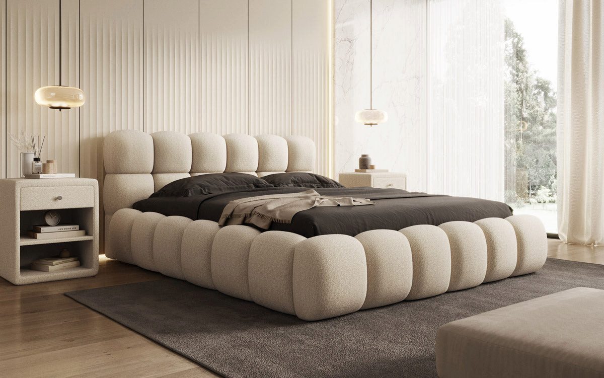 Luxusbetten24 Polsterbett Designer Polsterbett Boston Bouclé, mit Stauraum günstig online kaufen