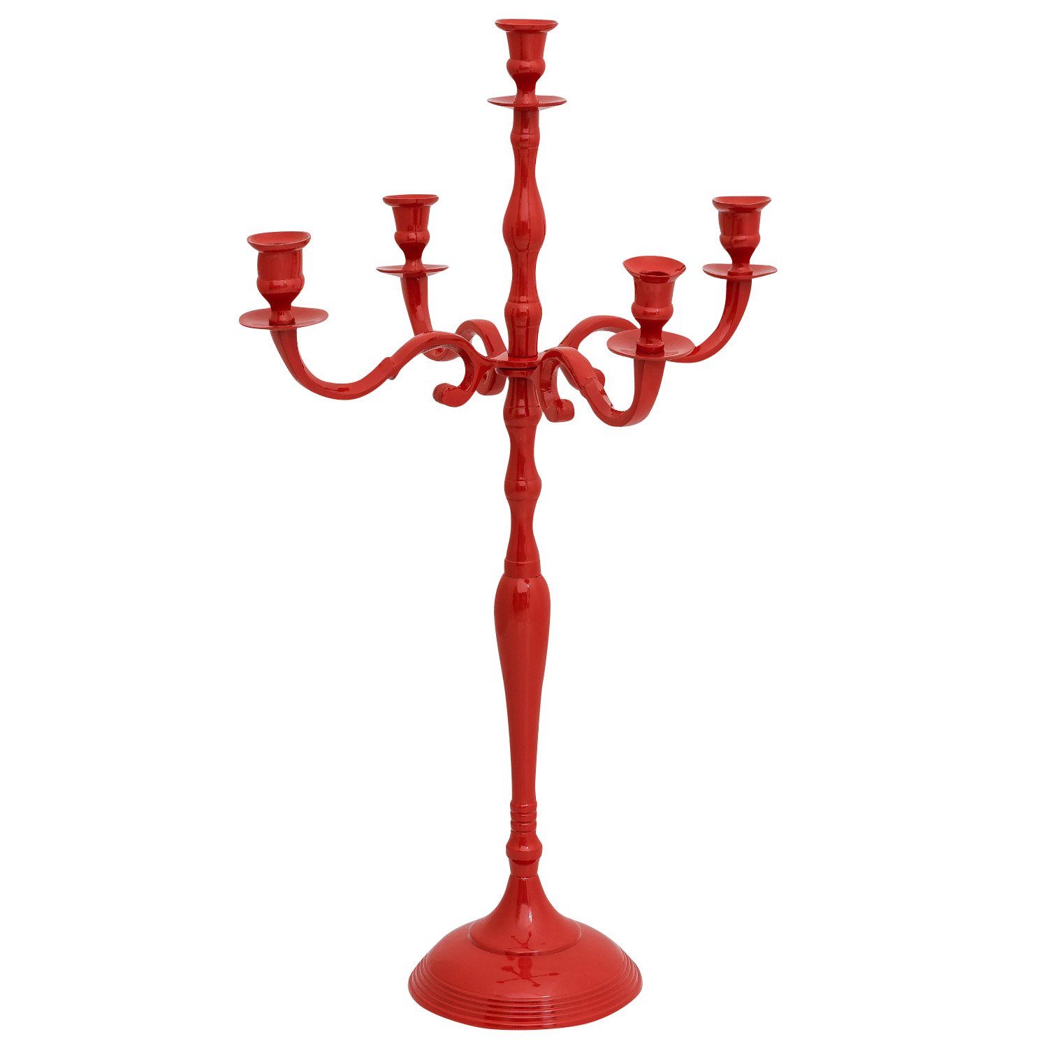 Aubaho Kerzenständer Kerzenhalter Kerzenständer 5-armig Aluminium rot Antik-Stil 78cm | Kerzenständer