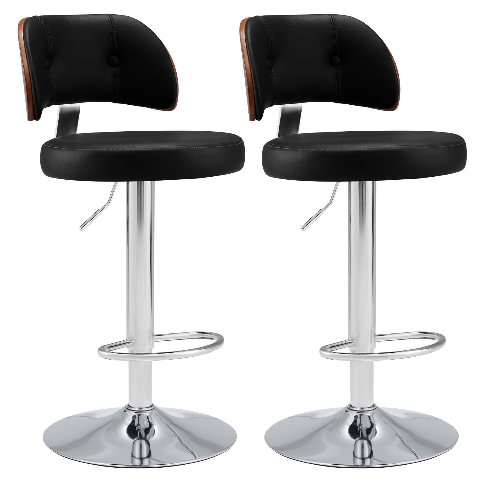 Barhocker Barstuhl Drehstuhl mit Fußstützen, Moderne PU-Leder, höhenverstellbar