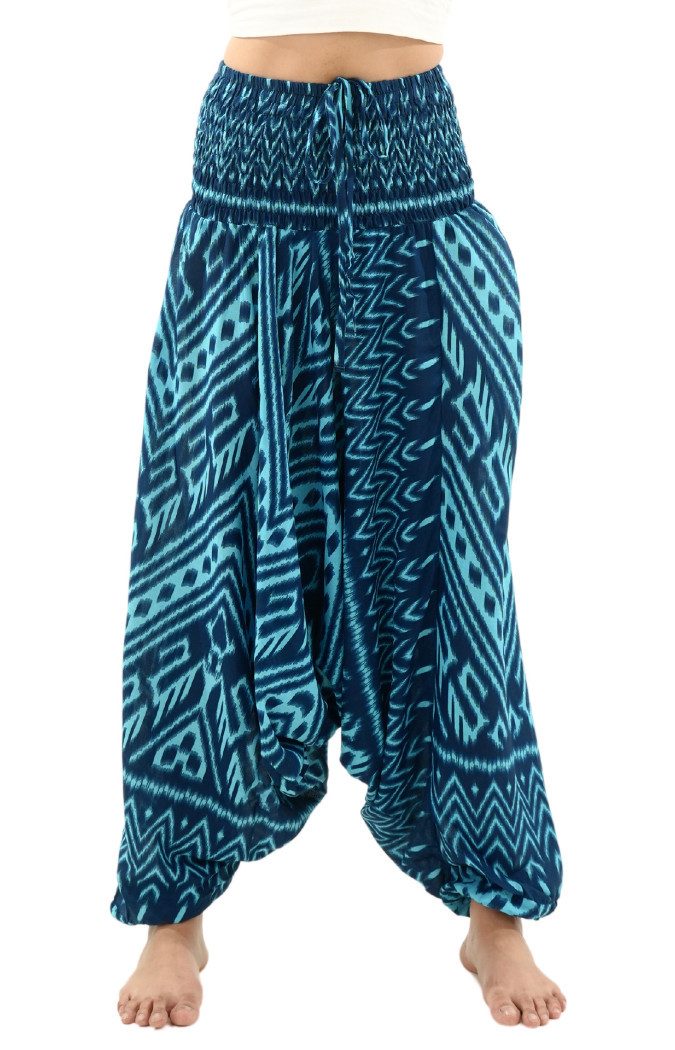 Haremshose weite Aladinhose aus 100% Viskose im Ethno Style mit breitem Gummibund