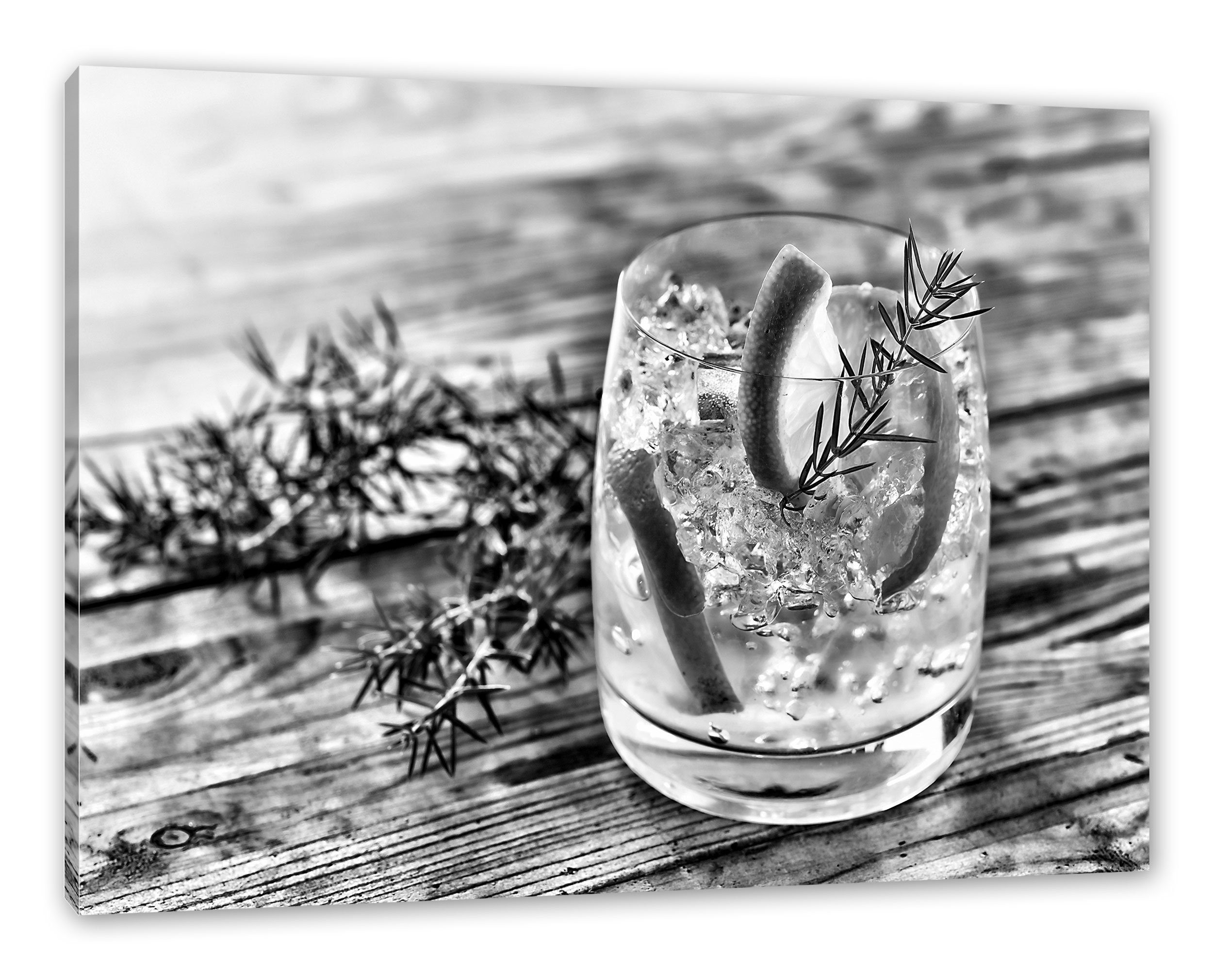 Pixxprint Leinwandbild Gin Leinwandbild Gin fertig Drink Tonic Zackenaufhänger (1 Tonic bespannt, Drink, St), inkl