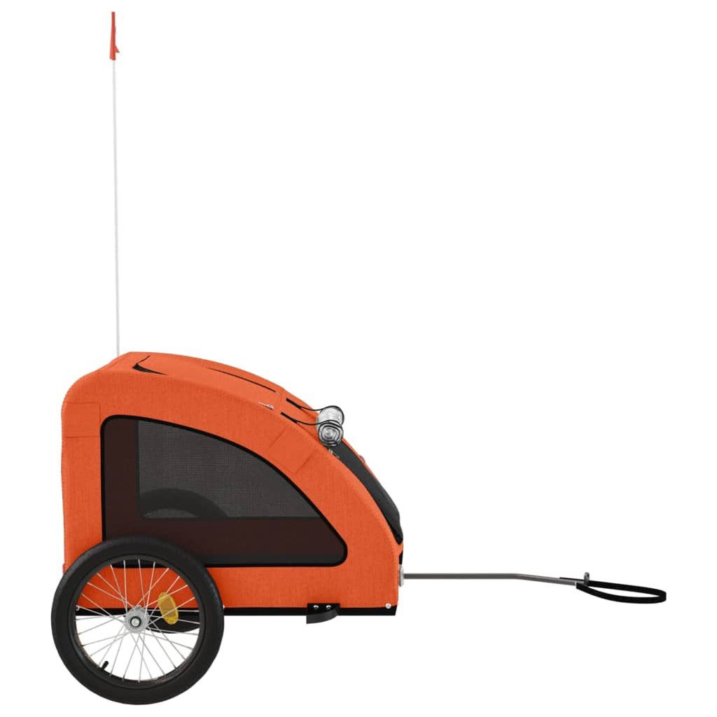 vidaXL Bicycle Dog Trailer 45 kg Bicycle Trailer for Dogs Orange Oxford Fabric and Iron