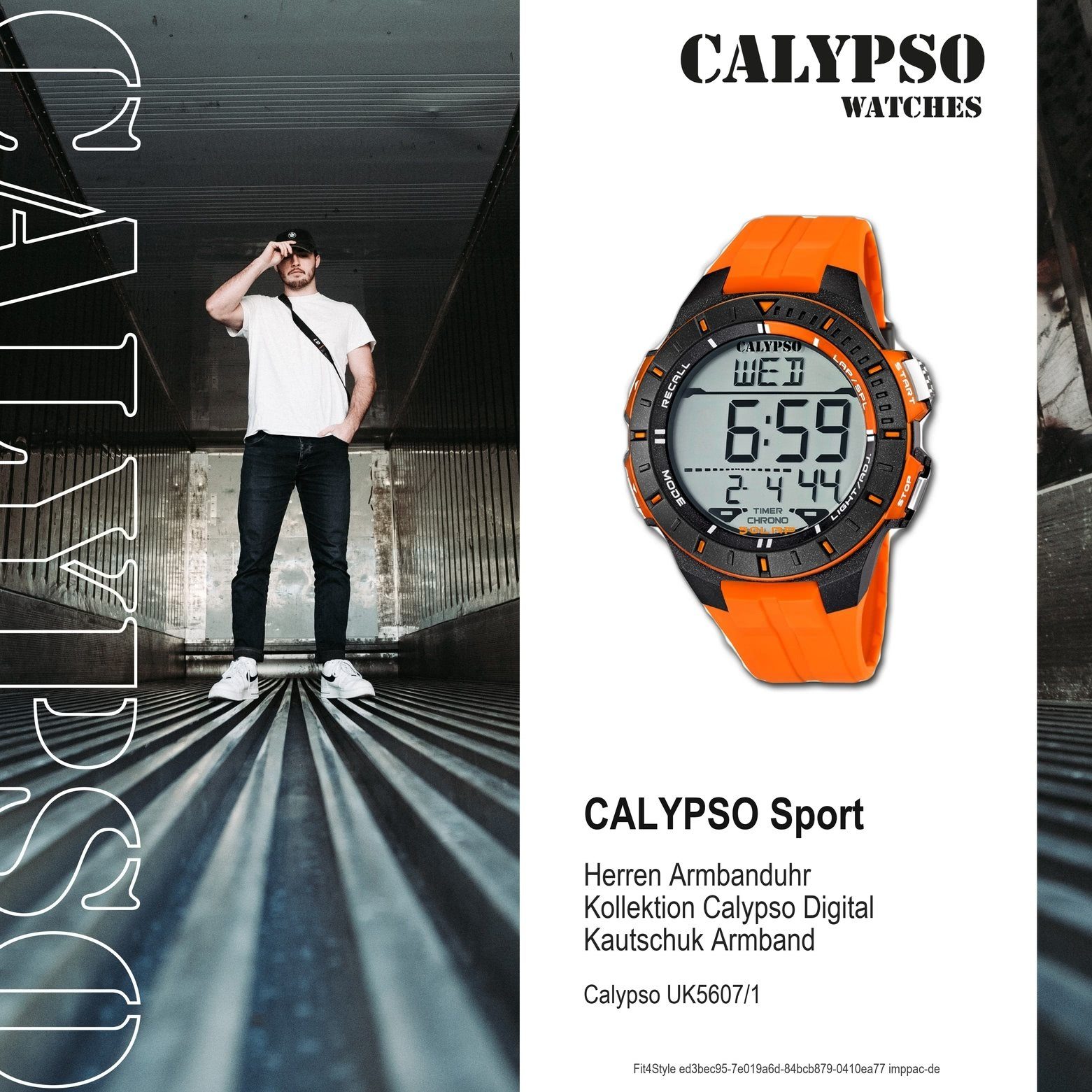 Herren Uhren CALYPSO WATCHES Digitaluhr UK5607/1 Calypso Herren Uhr K5607/1 Kunststoffband, Herren Armbanduhr rund, Kautschukarm