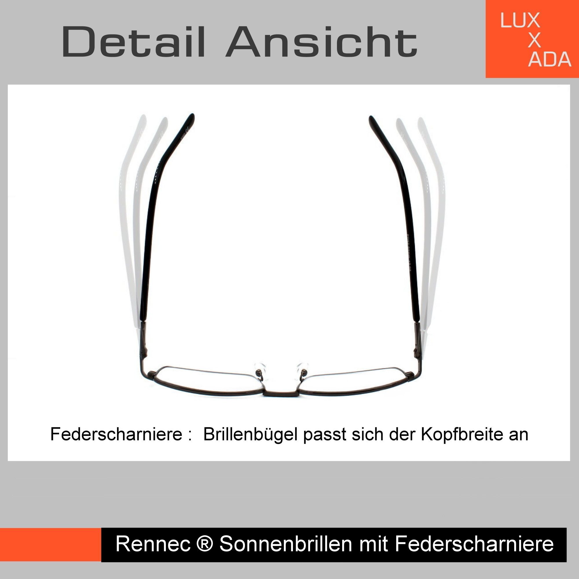Rennec Sonnenbrille (Nerd Sonnenbrille Damen Herren Retro Gestell Transparent) Gläser Lila Verlaufsgetönt, Federscharniere an den Brillenbügeln