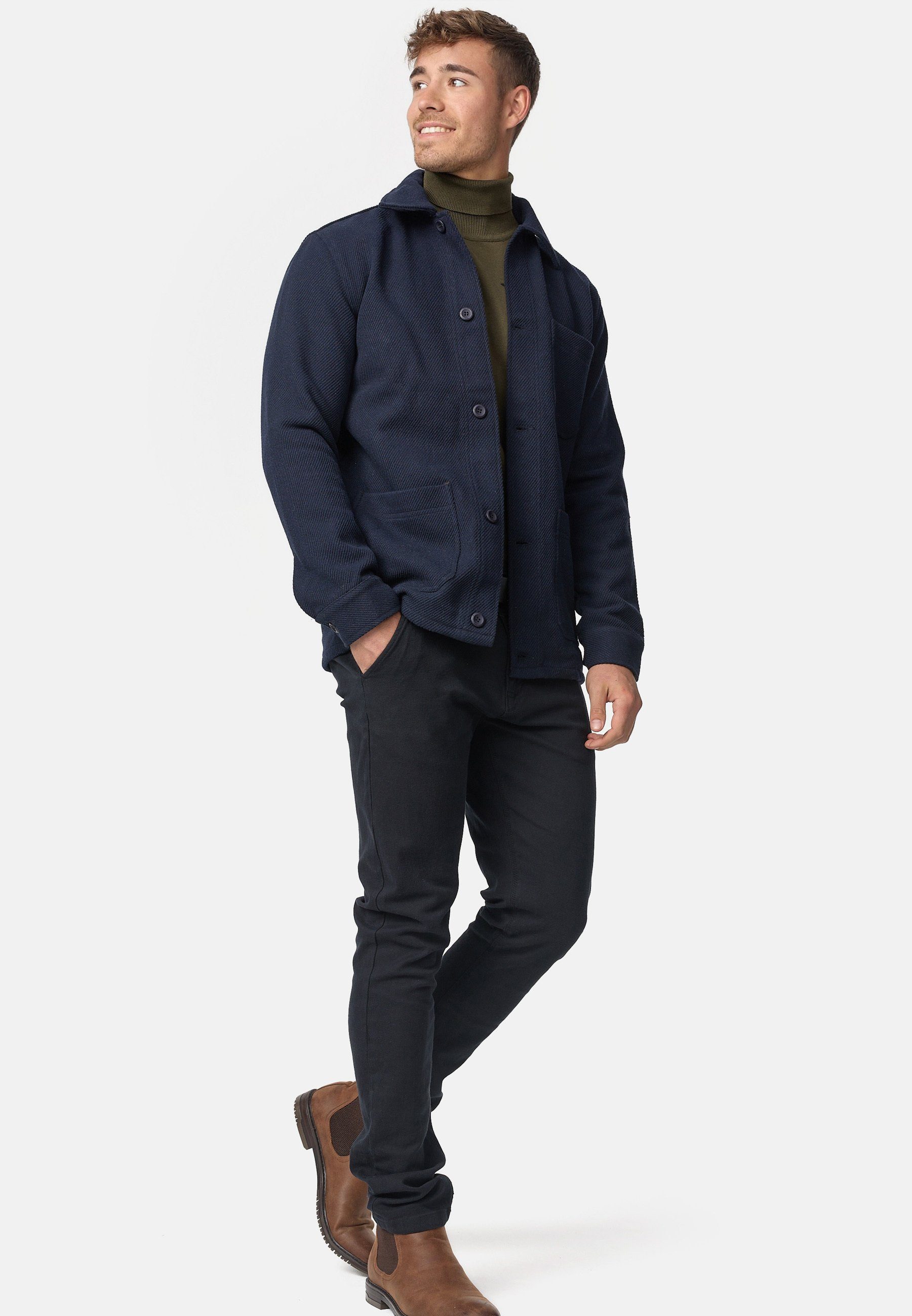Indicode Sommerjacke Herren INThanasis Übergangsjacke Herrenjacke Overshirt-Jacke mit zwei Brusttaschen