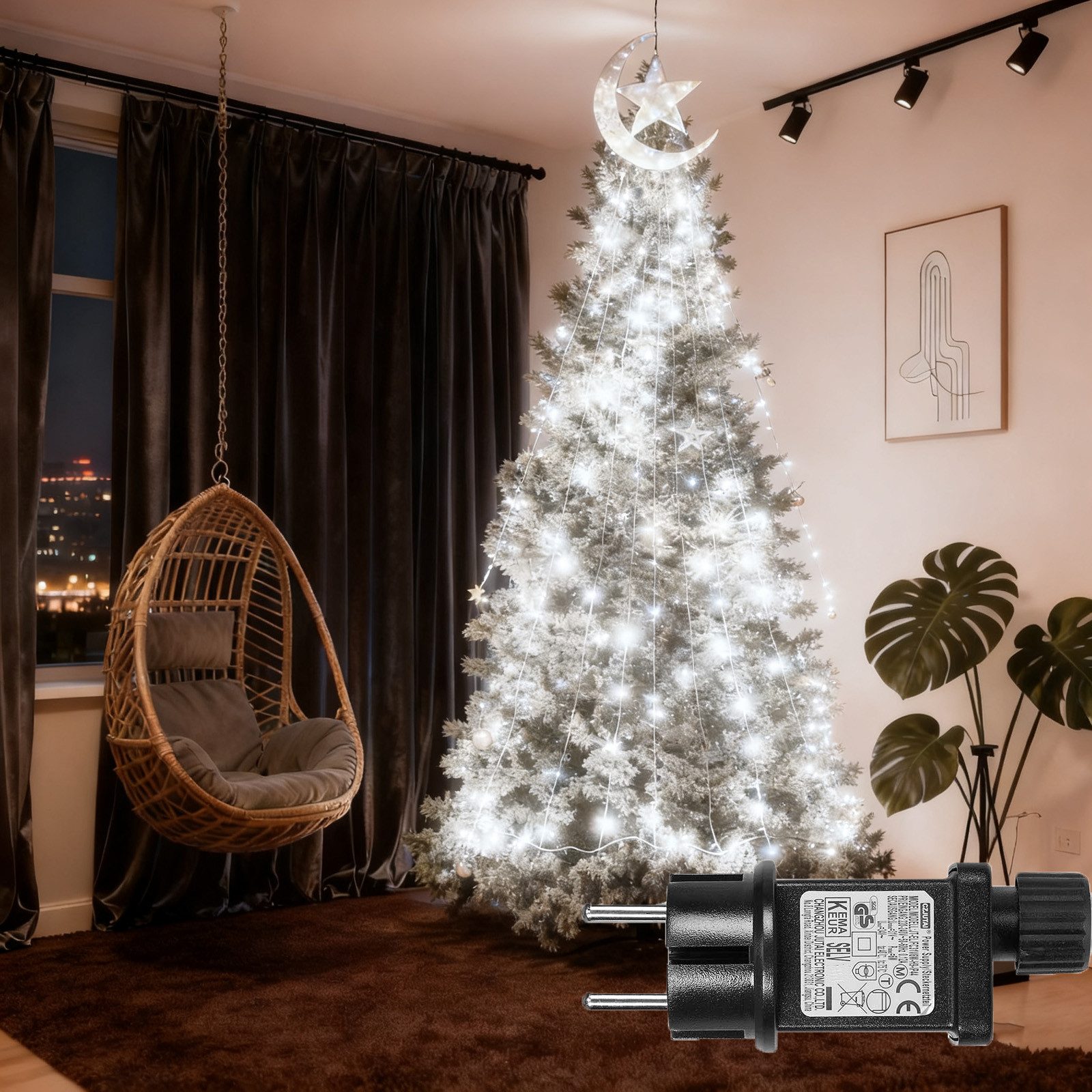 Jibenhome Christbaumschmuck Weihnachts-Lichterkette mit Mondstern-Spitze, 3 günstig online kaufen