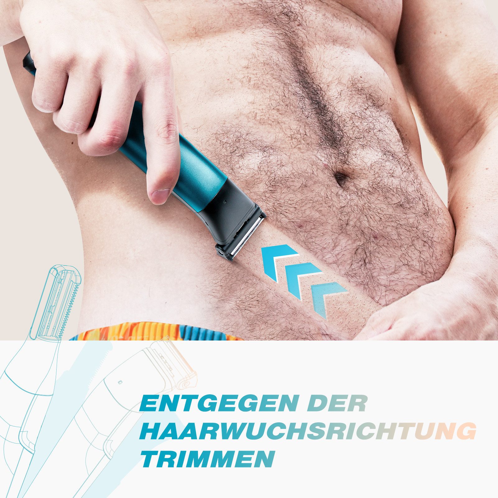 Kensen Haarschneider Intimrasierer Mann, kensen 2 in 1 Rasierer Herren Intimbereich – Bild 5 von 5