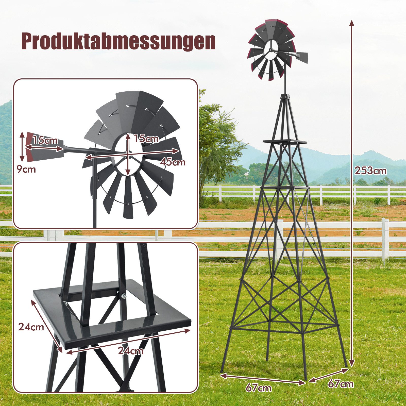 COSTWAY Deko-Windrad, Windmühle aus Metall, mit günstig online kaufen