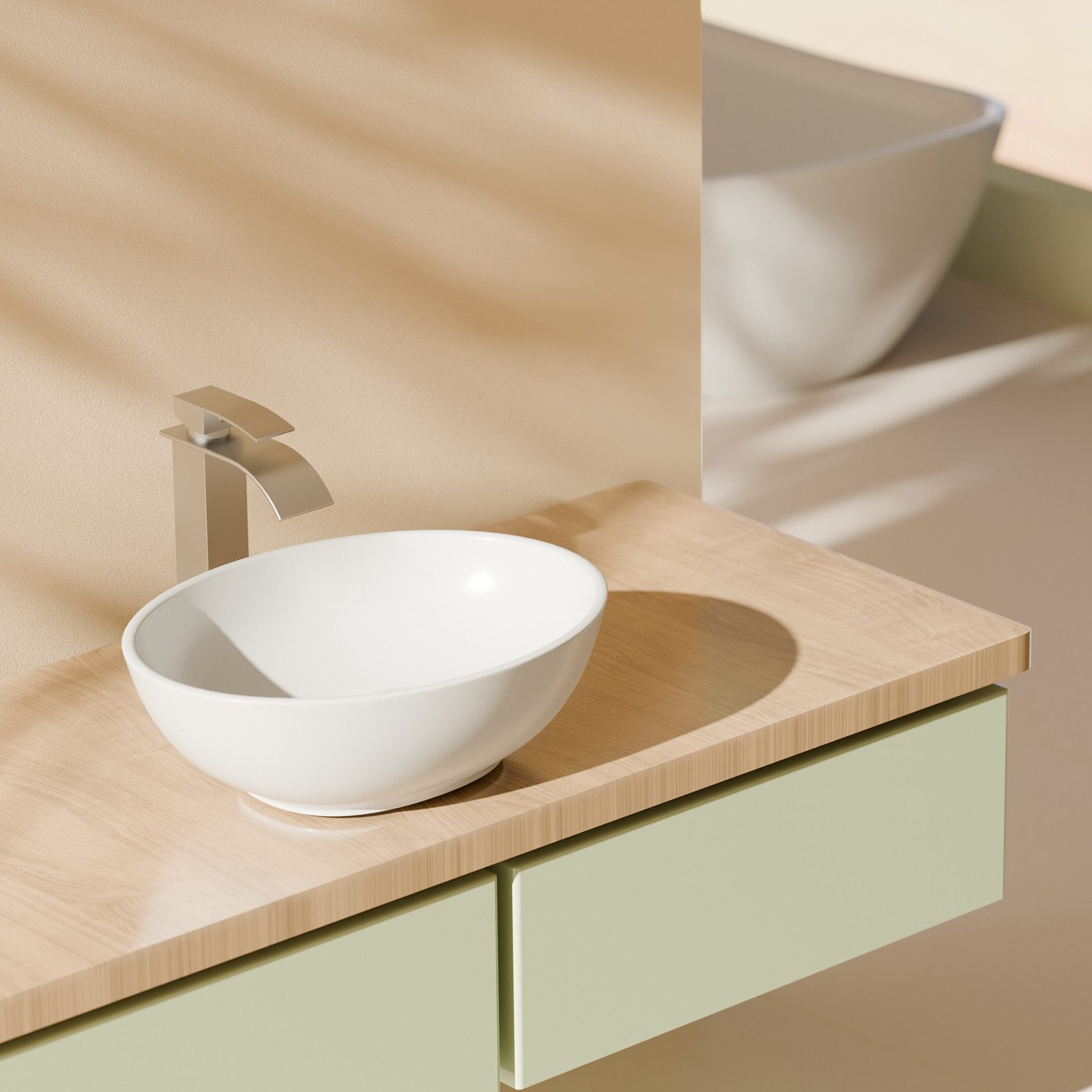 EMKE Aufsatzwaschbecken Oval Handwaschbecken mit Nano günstig online kaufen