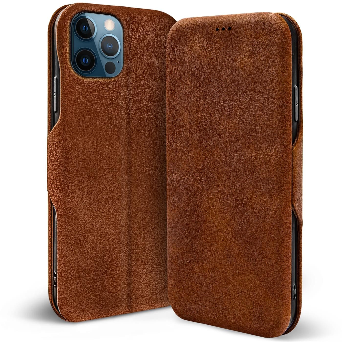 CoolGadget Handyhülle Premium Klapptasche Wallet Case für Apple iPhone 12 / 12 Pro 6,1 Zoll, Handy Tasche mit Kartenfach Book Schutzhülle