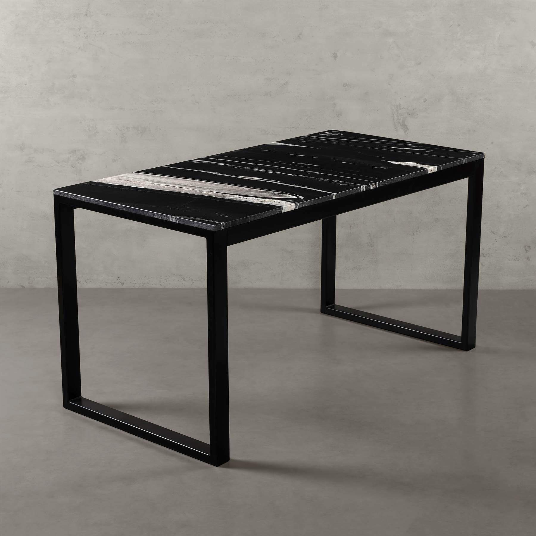 MAGNA Atelier Schreibtisch BERGEN mit ECHTEM MARMOR, Schreibtisch eckig, schwarz Metallgestell, 140cmx70cmx75cm Copacabana