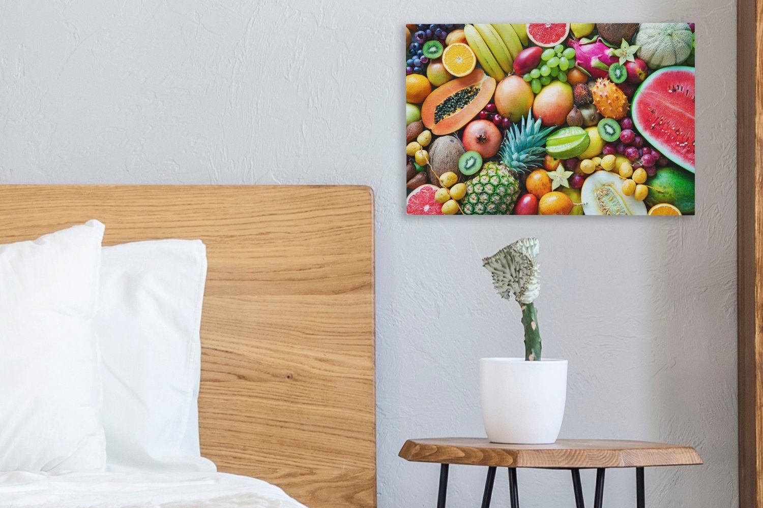 St), Obst OneMillionCanvasses® Leinwandbilder, cm Wandbild Tropisch, 30x20 - Leinwandbild Ananas - Wanddeko, (1 Aufhängefertig,