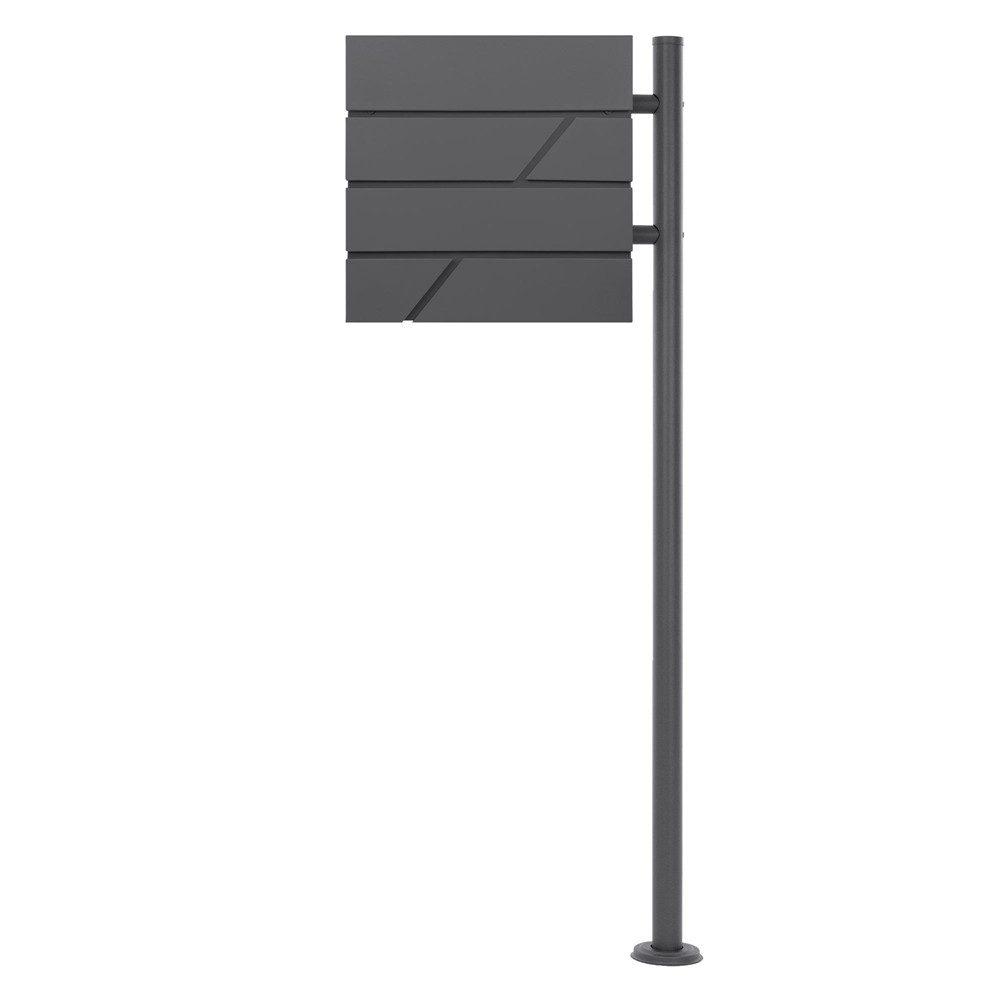 ML-DESIGN Standbriefkasten Briefkasten Postkasten mit Zeitungsfach inkl. Standfuß, Briefkastenanlage mit Ständer Anthrazit 120cm Mailbox mit Pfosten