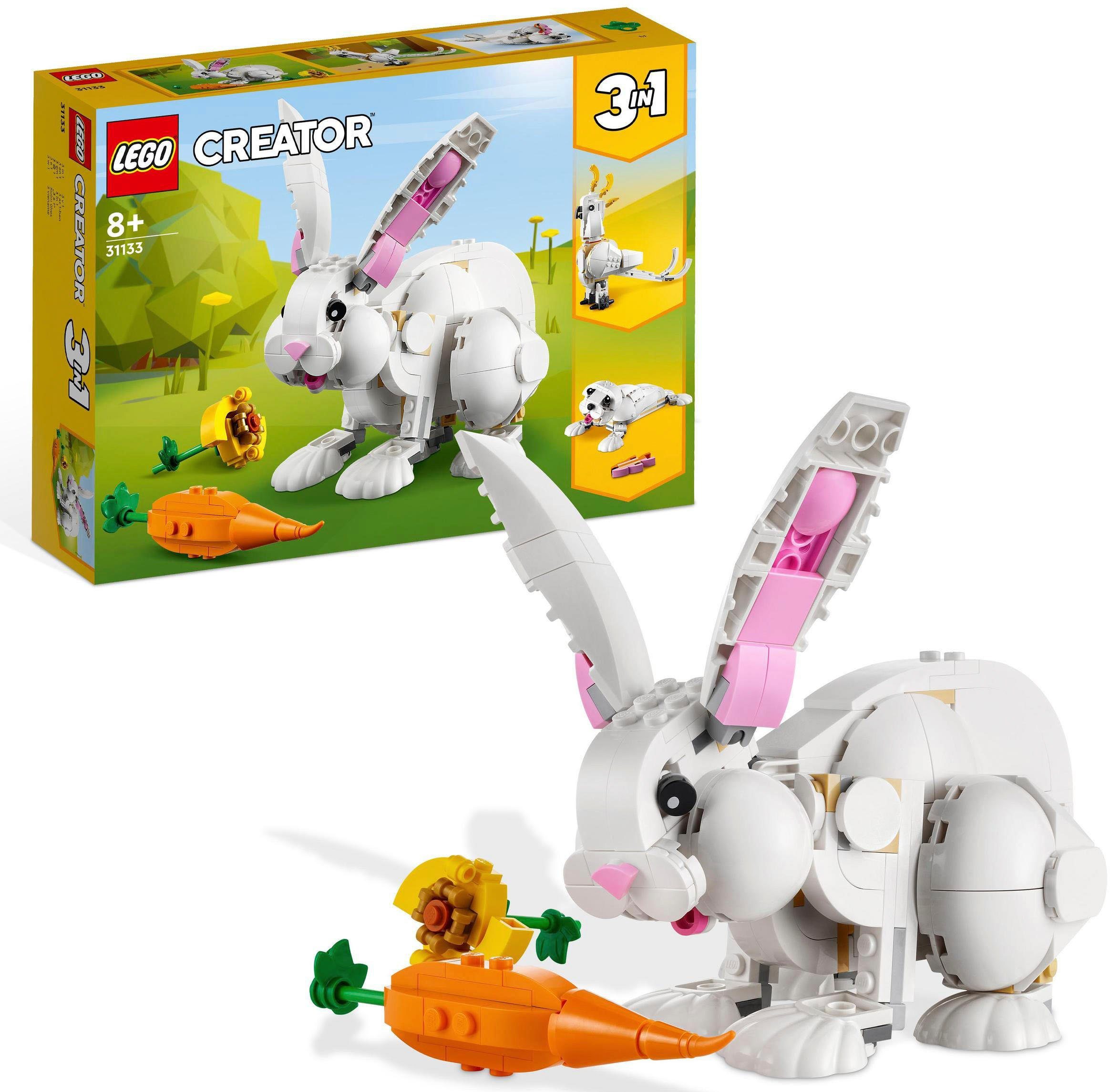 LEGO® Konstruktionsspielsteine Weißer Hase (31133), LEGO® Creator 3in1, (258 St), Made in Europe | Spielbausteine