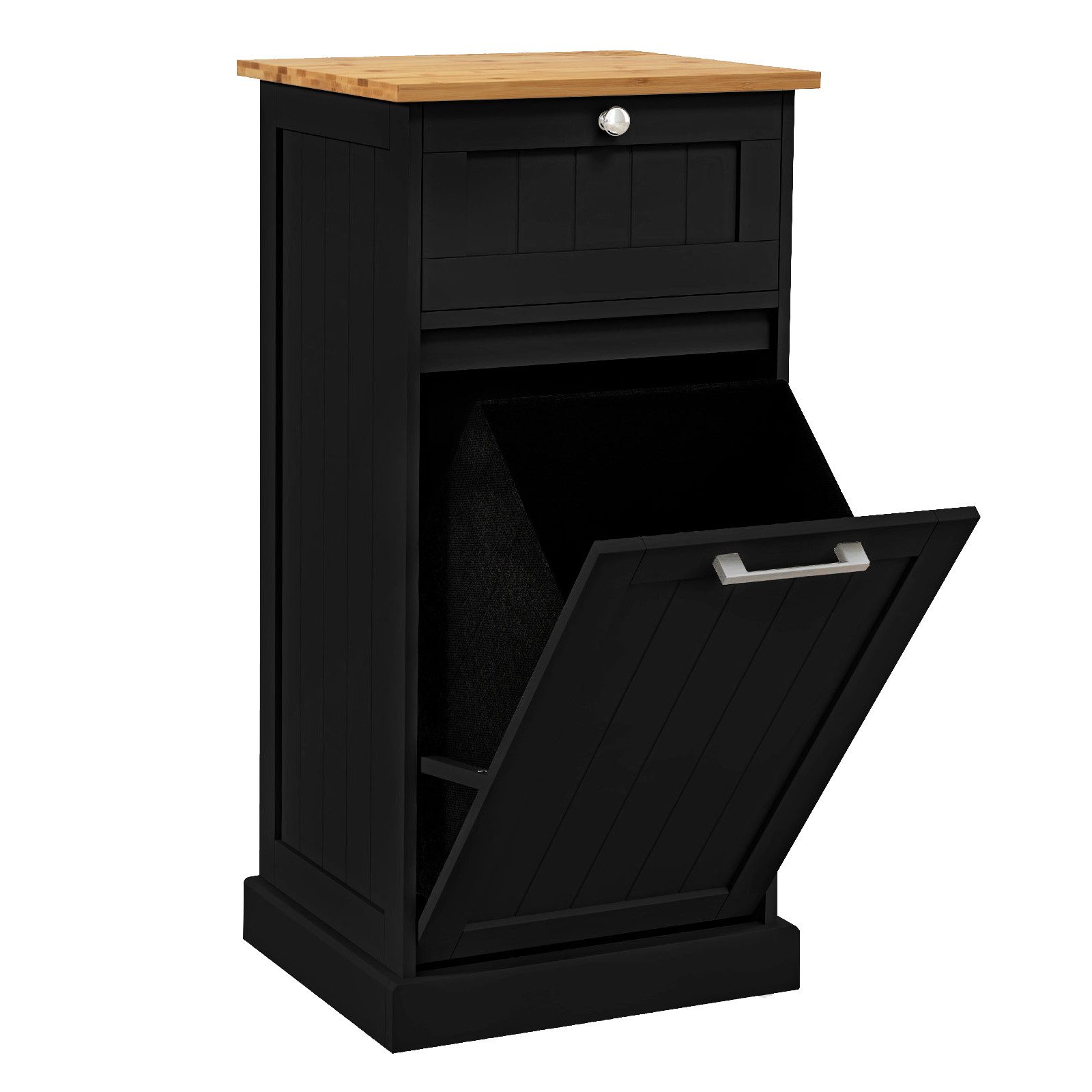 COSTWAY Wäscheschrank mit Wäschekorb & Stauraum, Badezimmerschrank, Weiß