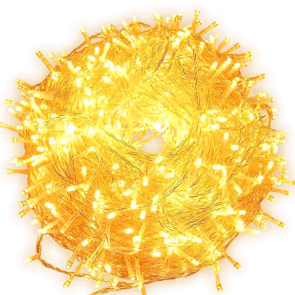 Rosnek LED-Lichterkette 100-2000 LED Party, Außen Wasserdicht Gelb Lichterkette 10-100M Weihnachten Beleuchtung