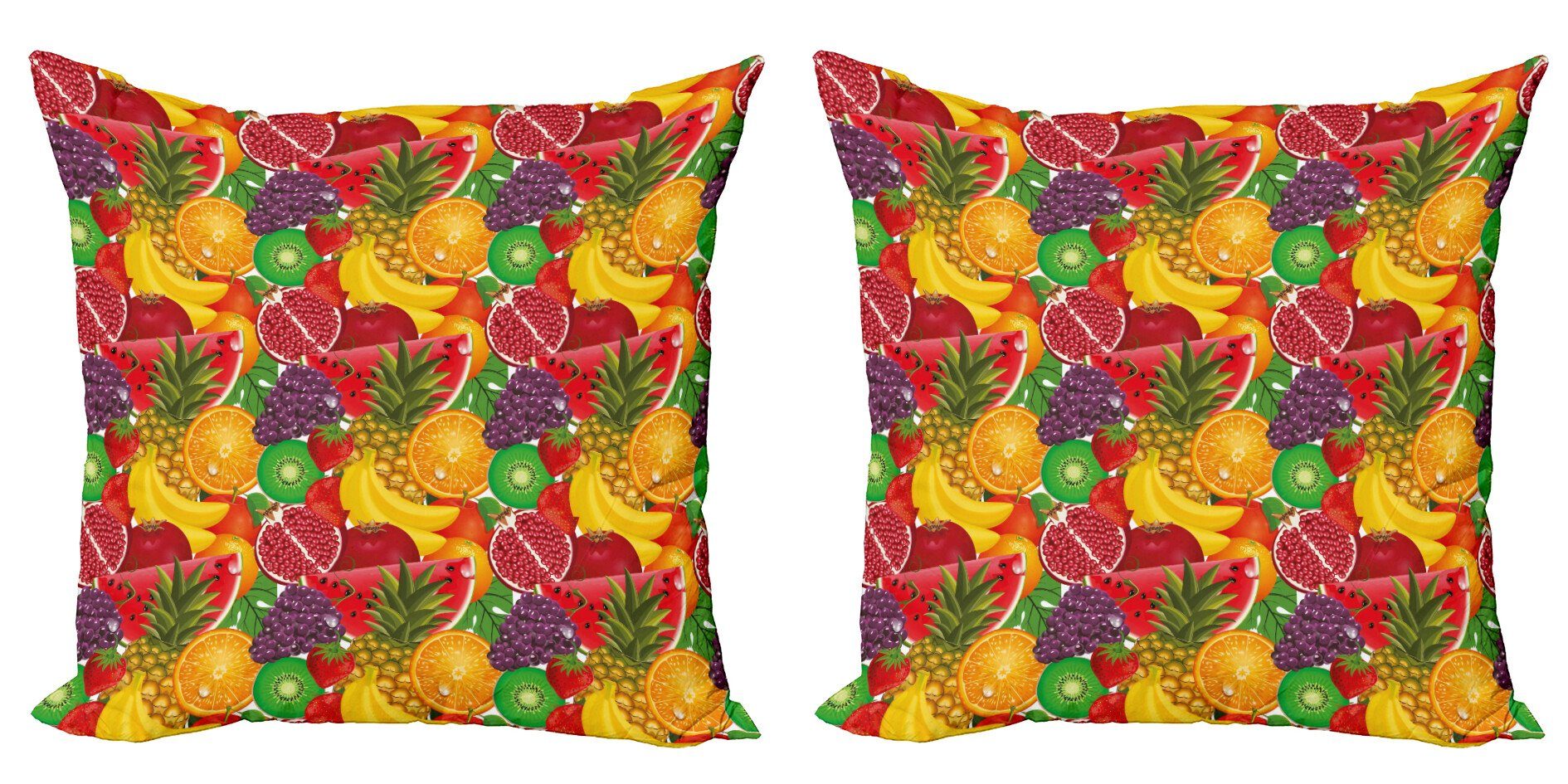 Kissenbezüge Doppelseitiger Digitaldruck, (2 Accent Stück), Modern Bunt Abakuhaus Früchte Frische Tropical
