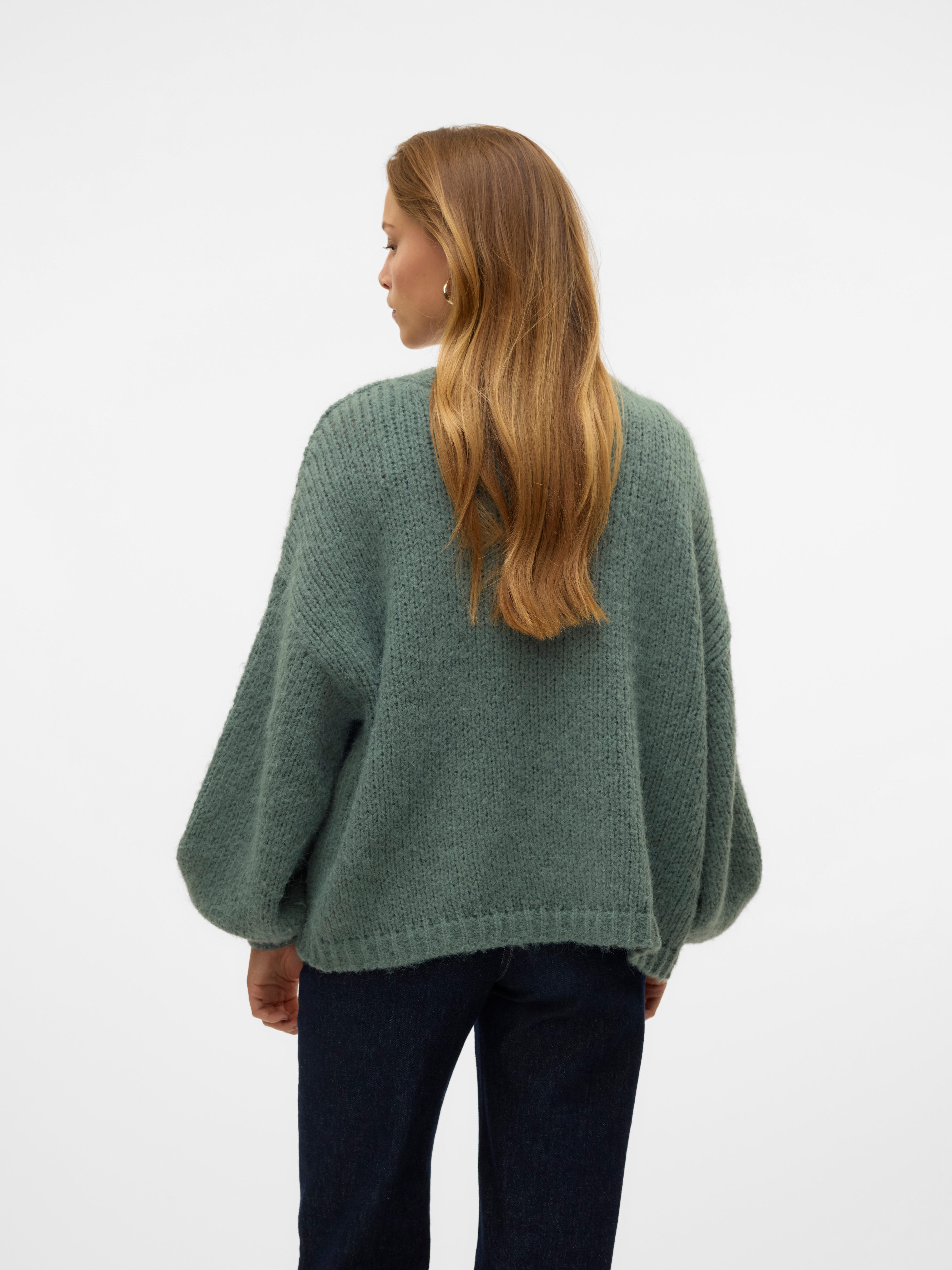 Vero Moda Strickjacke VMMAYBE LS OPEN CARDIGAN GA REP Kunstfaser, oversize – Bild 3 von 5