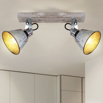Globo LED Deckenleuchte, Leuchtmittel nicht inklusive, Deckenlampe Deckenleuchte Spotlampe Holz Wohnzimmerlampe 2 flammig