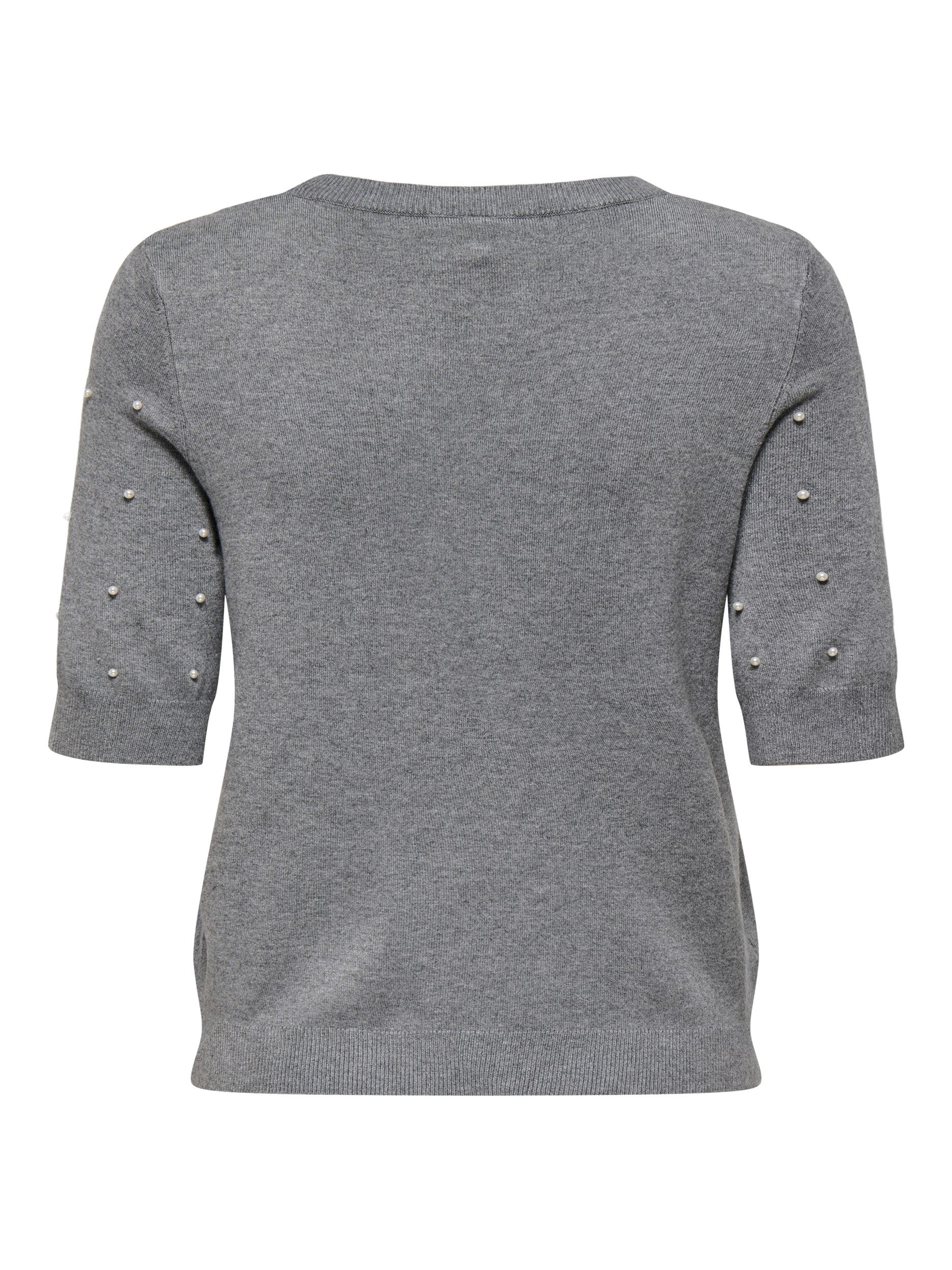 ONLY T-Shirt ONLVENICE LIFE SS PEARL O-NECK KNT Light Grey Melange/MELANGE günstig online kaufen
