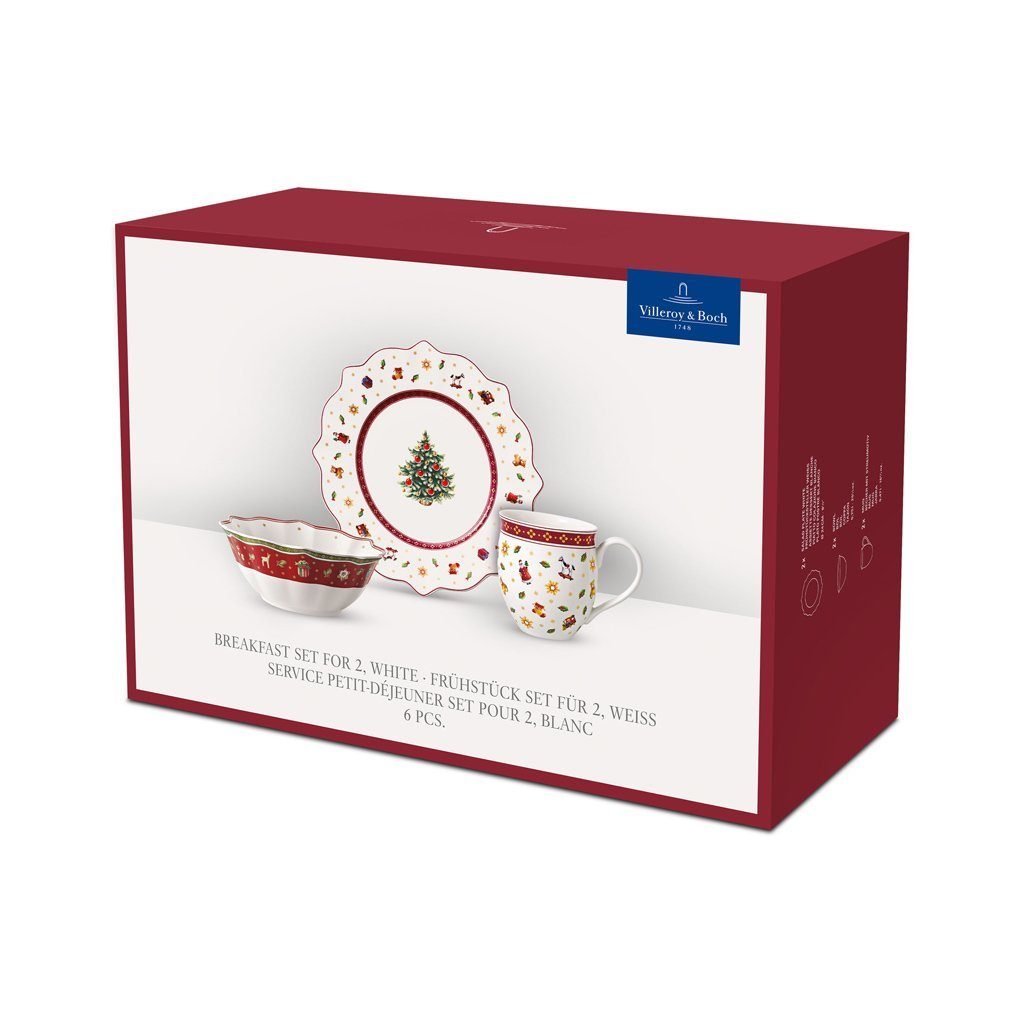 Villeroy & Boch Frühstücks-Geschirrset Toy's Delight Breakfast f. 2 Set (6-tlg), 2 Personen, Porzellan, Premium Porcelain, 6 Stck, Handw., mikrow.sicher