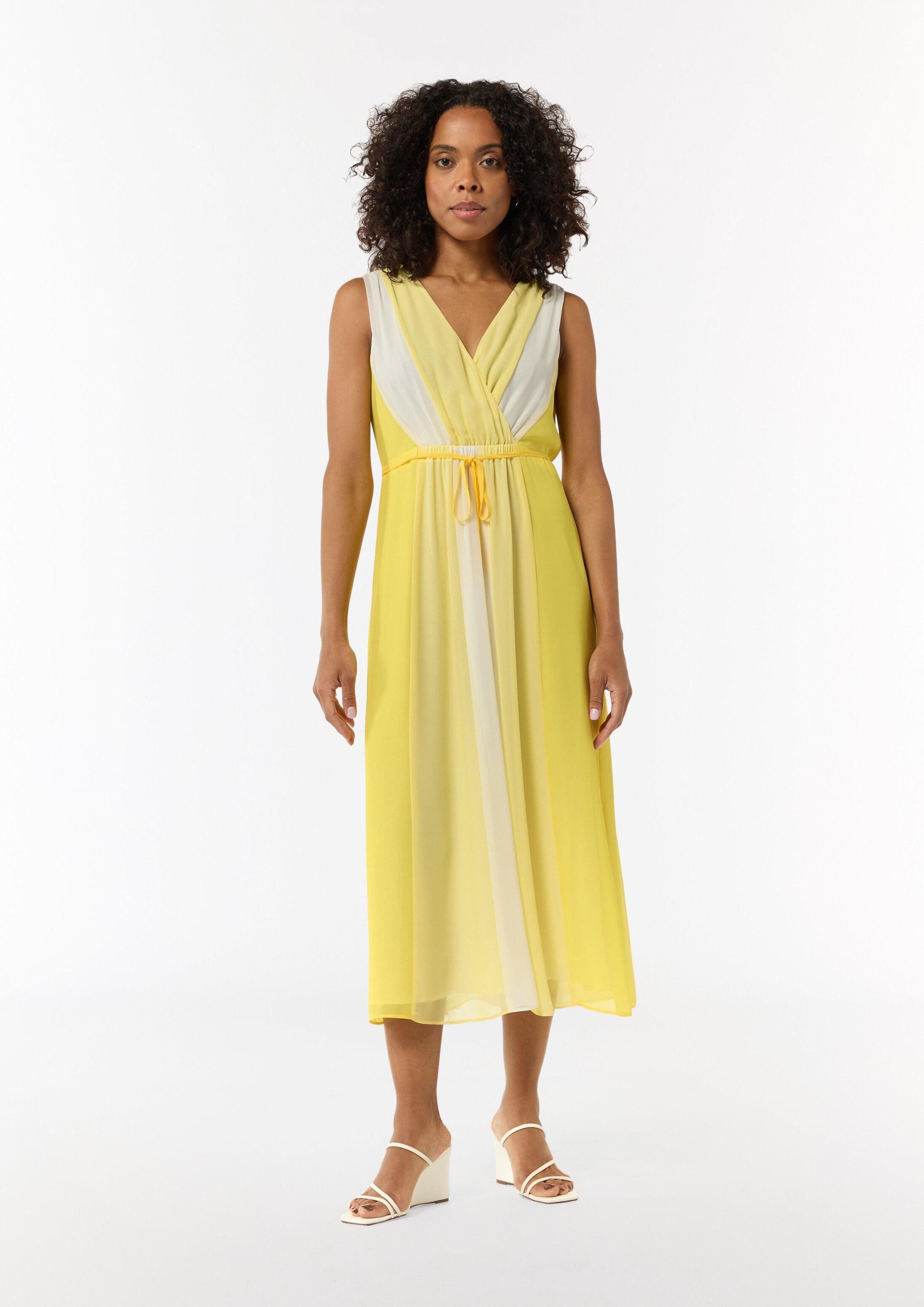 comma Midikleid Kleid Chiffon-Kleid mit elastischer Taille und Bindeband