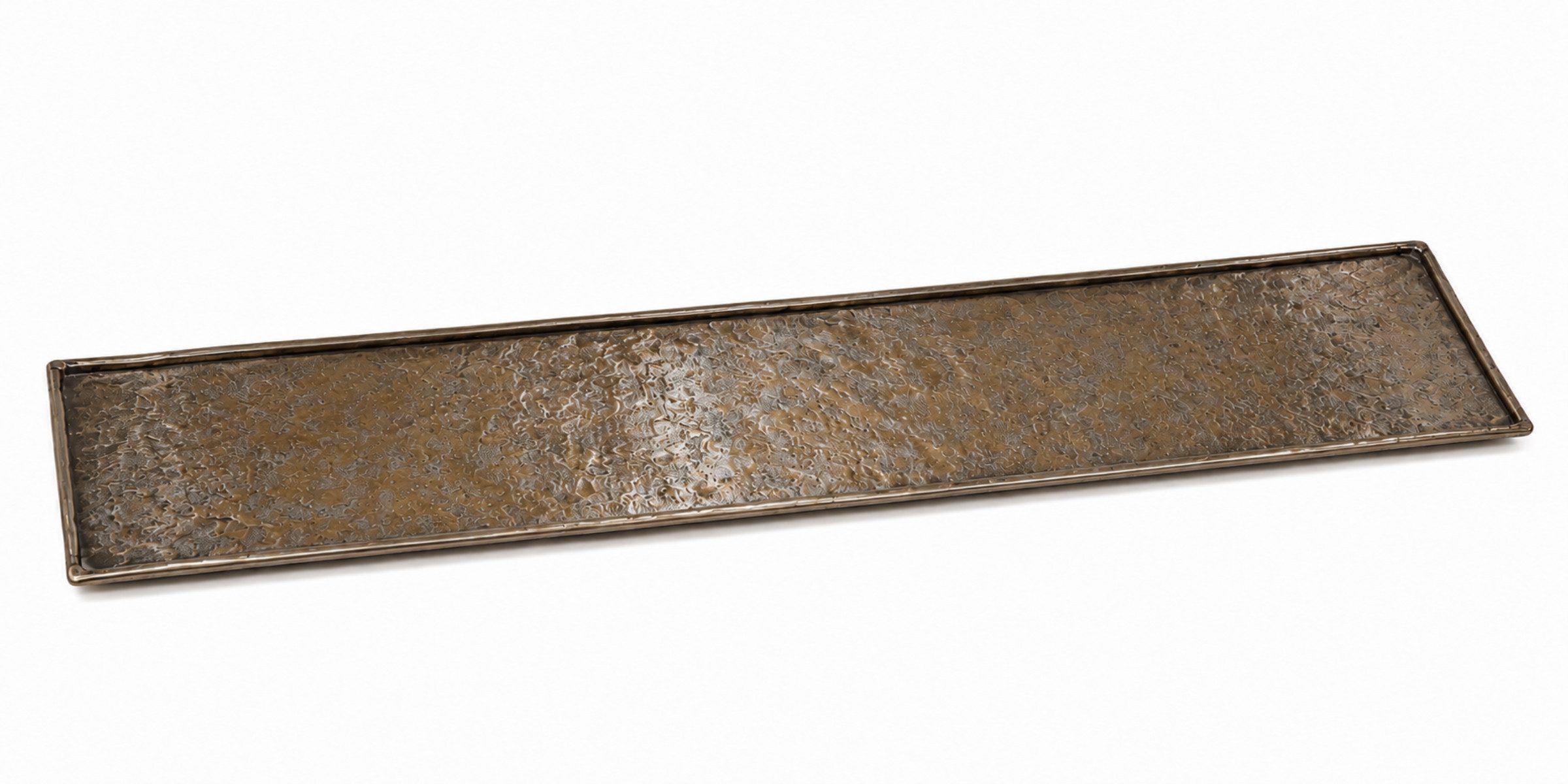 finehomegarden Dekotablett Tablett Messing Optik 80 x 15 cm Rechteckiges Dekotablett aus Metall (1 St), Elegantes Wohnaccessoire für Kerzen & Dekoration Serviertablett