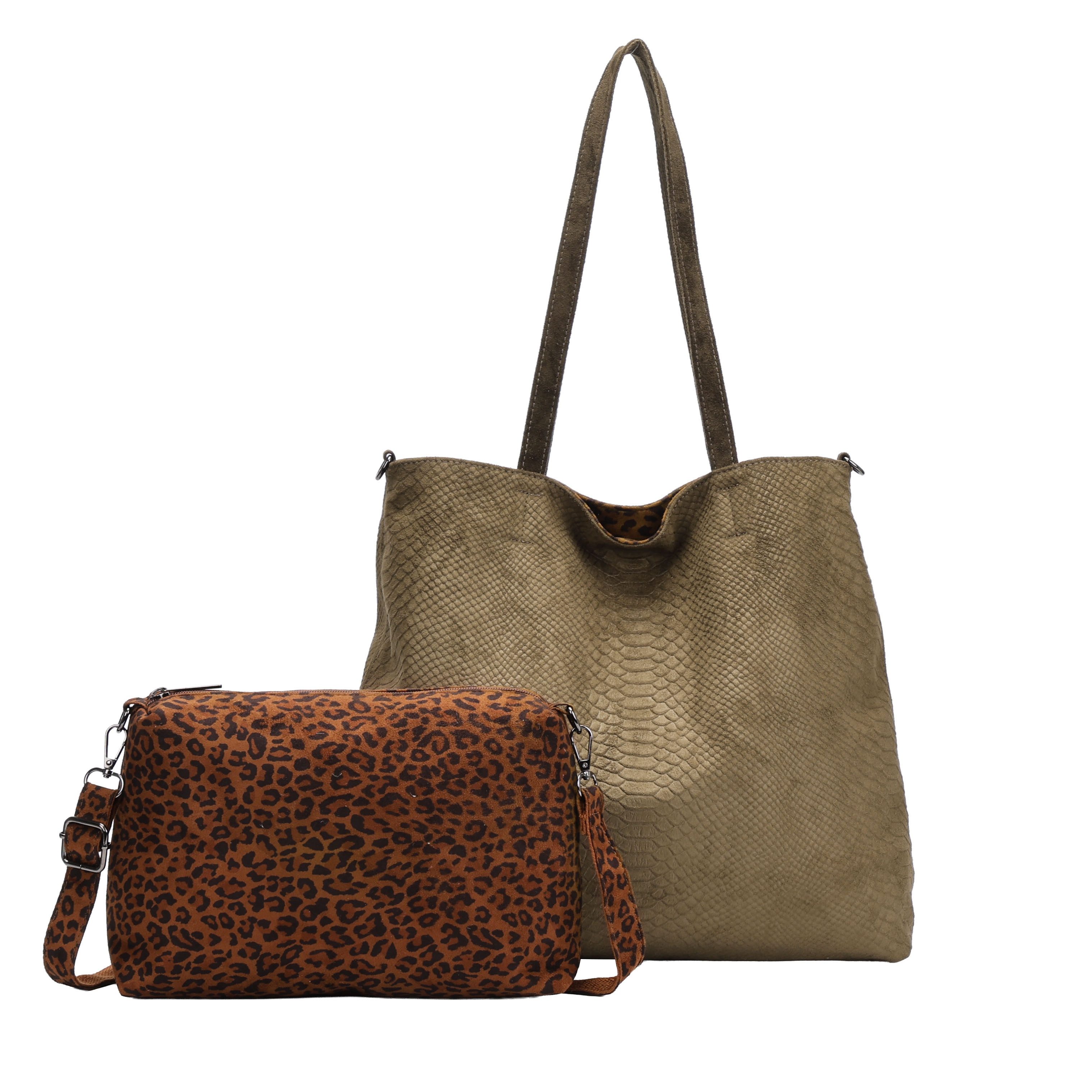 MIRROSI Shopper Damen Handtasche aus Kunstleder, mit Leo-Innentasche (Neue Kollektion Herbst/Winter 2026), große Henkeltasche, ca. 46x13x36 cm