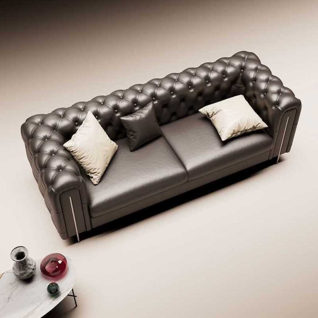 JVmoebel Wohnzimmer-Set Set 2 tlg Wohnzimmer Sofagarnitur Dreisitzer Sofa Modern Sessel, (2-St., 1x 3-Sitzer + 1x Sessel ohne Couchtisch), Made in Europa Dunkelbraun