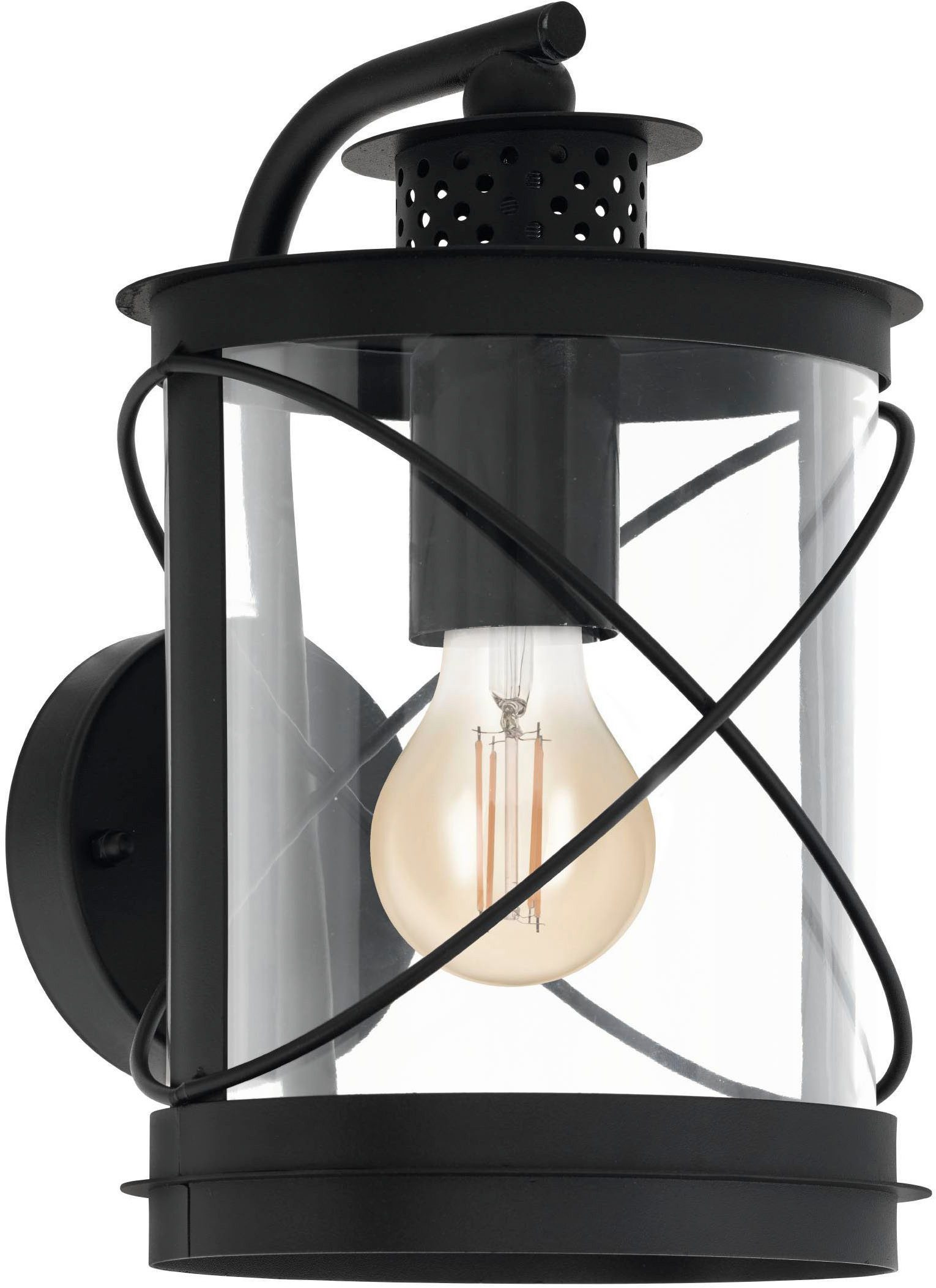 EGLO Wandleuchte Hilburn Außen-Wandlampe, Außenleuchte, schwarz, E27, IP44, Lampe, ohne Leuchtmittel, Außenleuchte, Wandleuchte aus Stahl und Kunststoff, E27, IP44