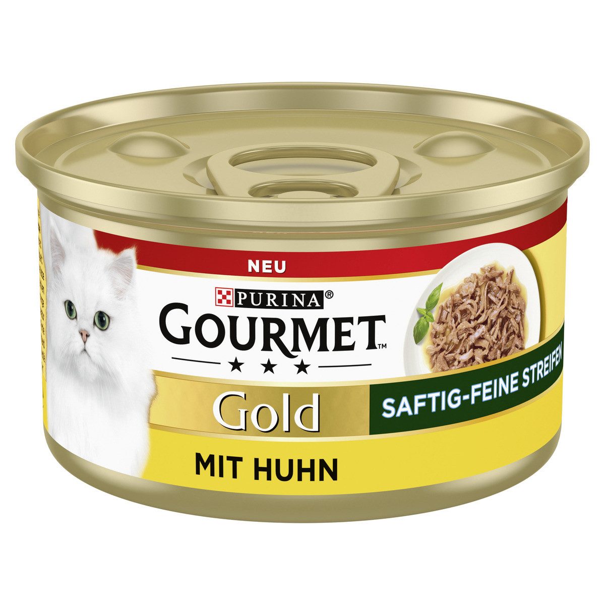 Gourmet Gold Saftig-feine Streifen Huhn 85 g, Nassfutter für: Katze