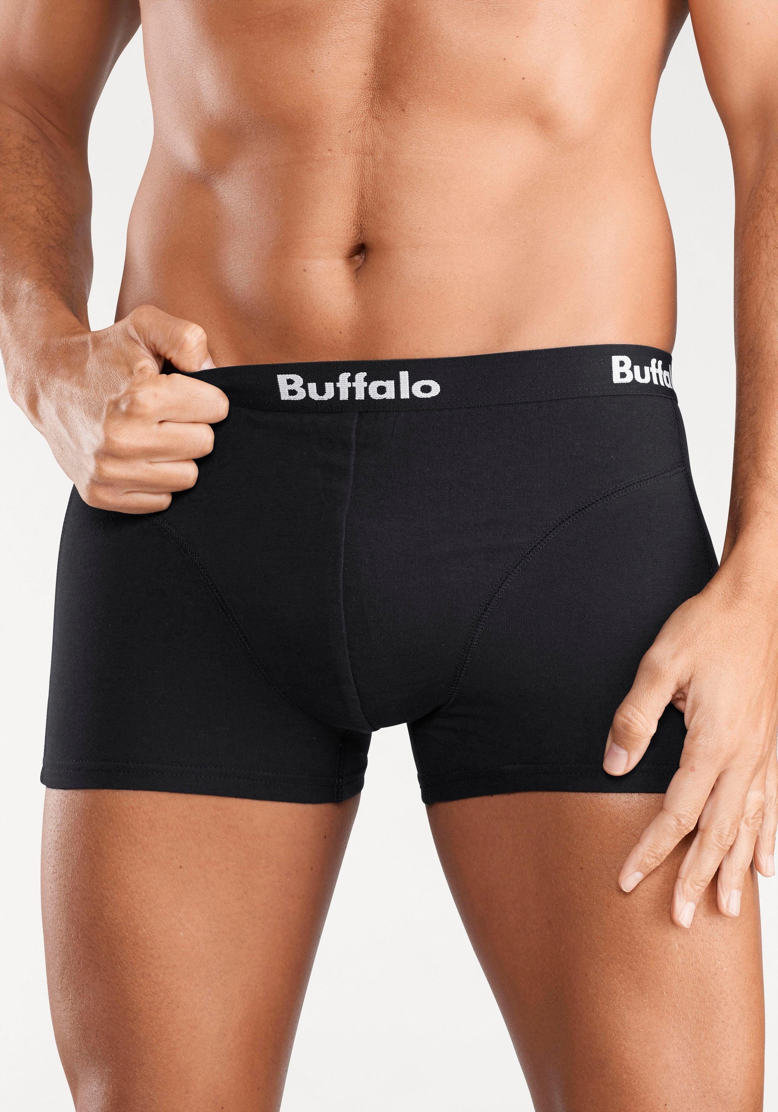 schwarz, schwarz Buffalo 3-St) (Packung, Overlock-Nähten Boxer mit vorn schwarz,