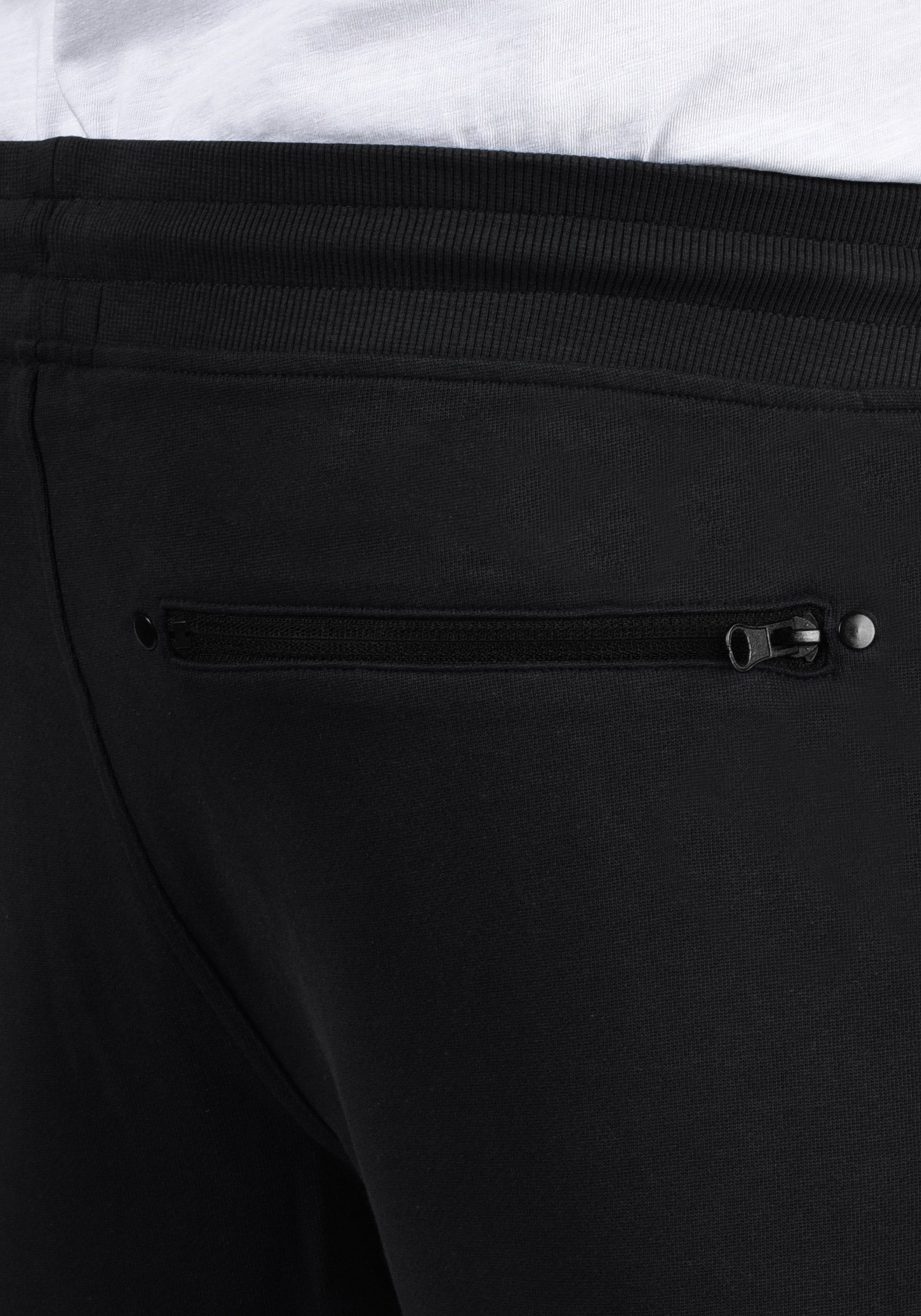 Solid Sweatshorts mit Hose Reißverschlusstaschen (9000) kurze SDTaras Black