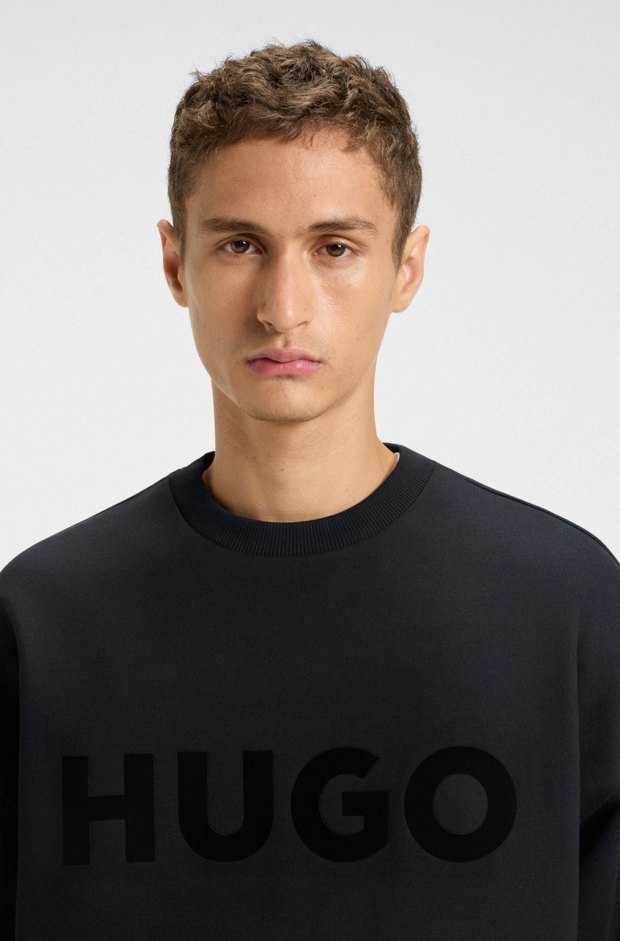 HUGO Sweatshirt Dinex Rundhalsausschnitt, Oversize Fit, Logo-Druck