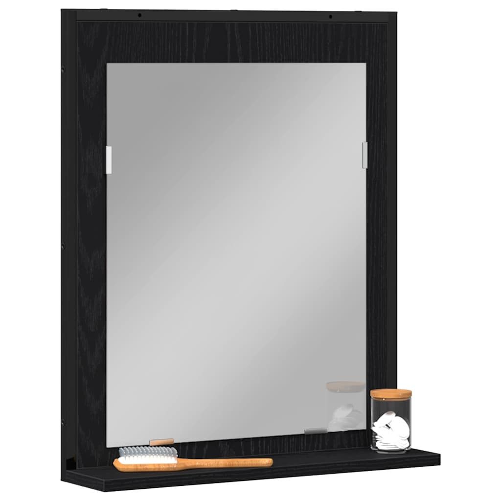 vidaXL Badezimmerspiegelschrank Spiegel mit Regal Schwarz Eichen-Optik 50 x 12 x 60 cm (1-St)
