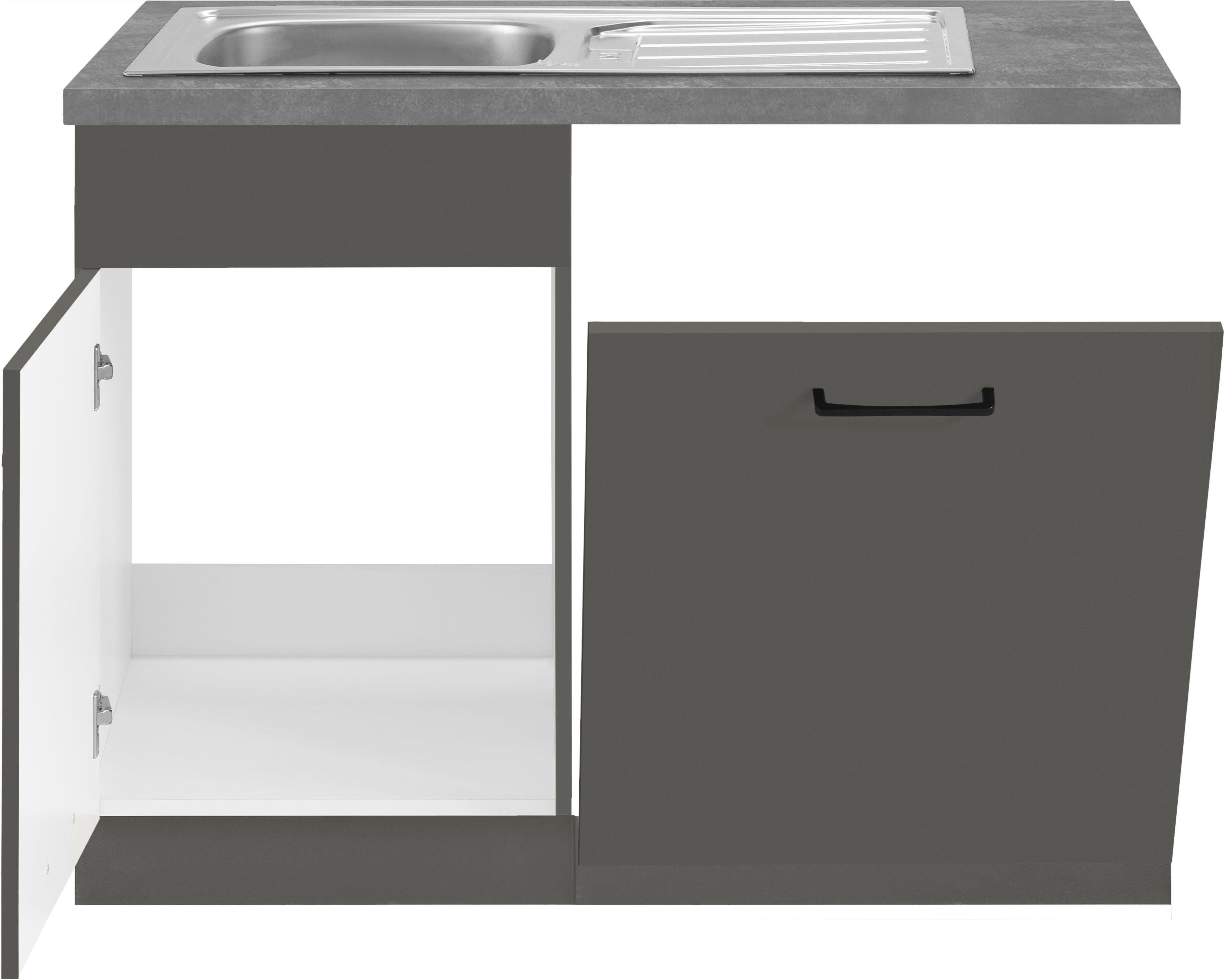 Esbo Küchen Geschirrspüler 110 Tür/Sockel inkl. für Anthrazit/Anthrazit wiho Spülenschrank breit, cm