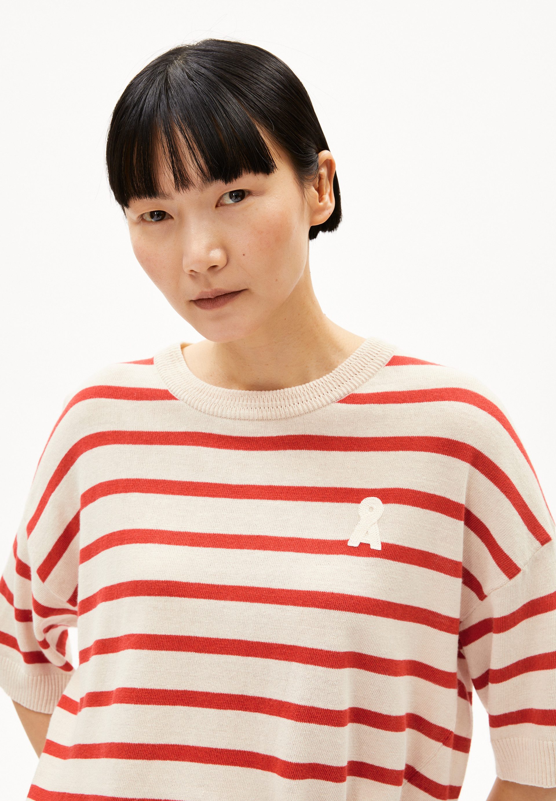 Armedangels Strickpullover LIZAA LINO STRIPES Strickshirt aus Leinen-Mix Relaxed Fit