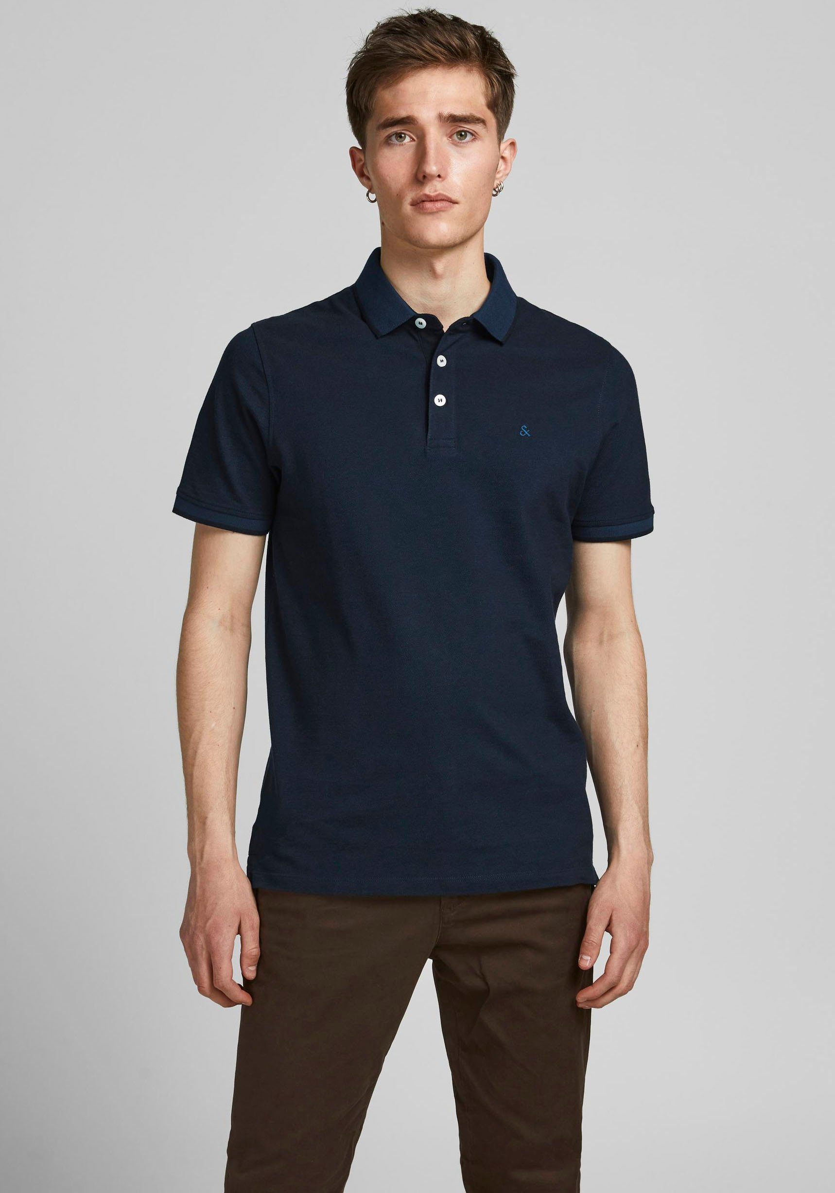 Poloshirt JJEPAULOS Poloshirt mit klassischem Kragen und figurbetonter Form