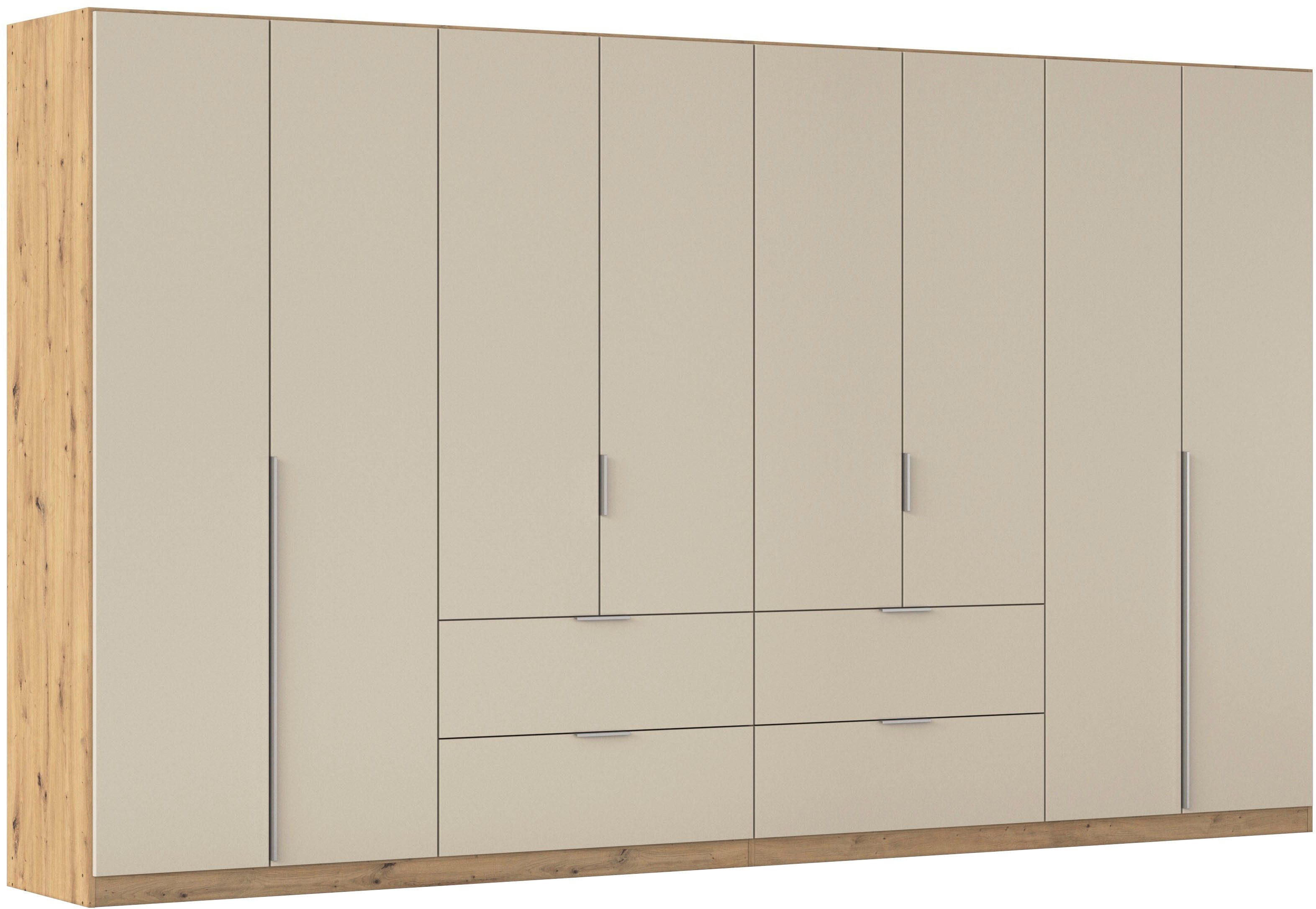OTTO home Drehtürenschrank Kleiderschrank Schrank Garderobe AGORDO mit Dekor- oder Hochglanzfront (in zwei Griff-Farben, Breite 360 cm) mit Außenschubkästen, Serie in 7 Breiten und 2 Höhen MADE IN GERMANY
