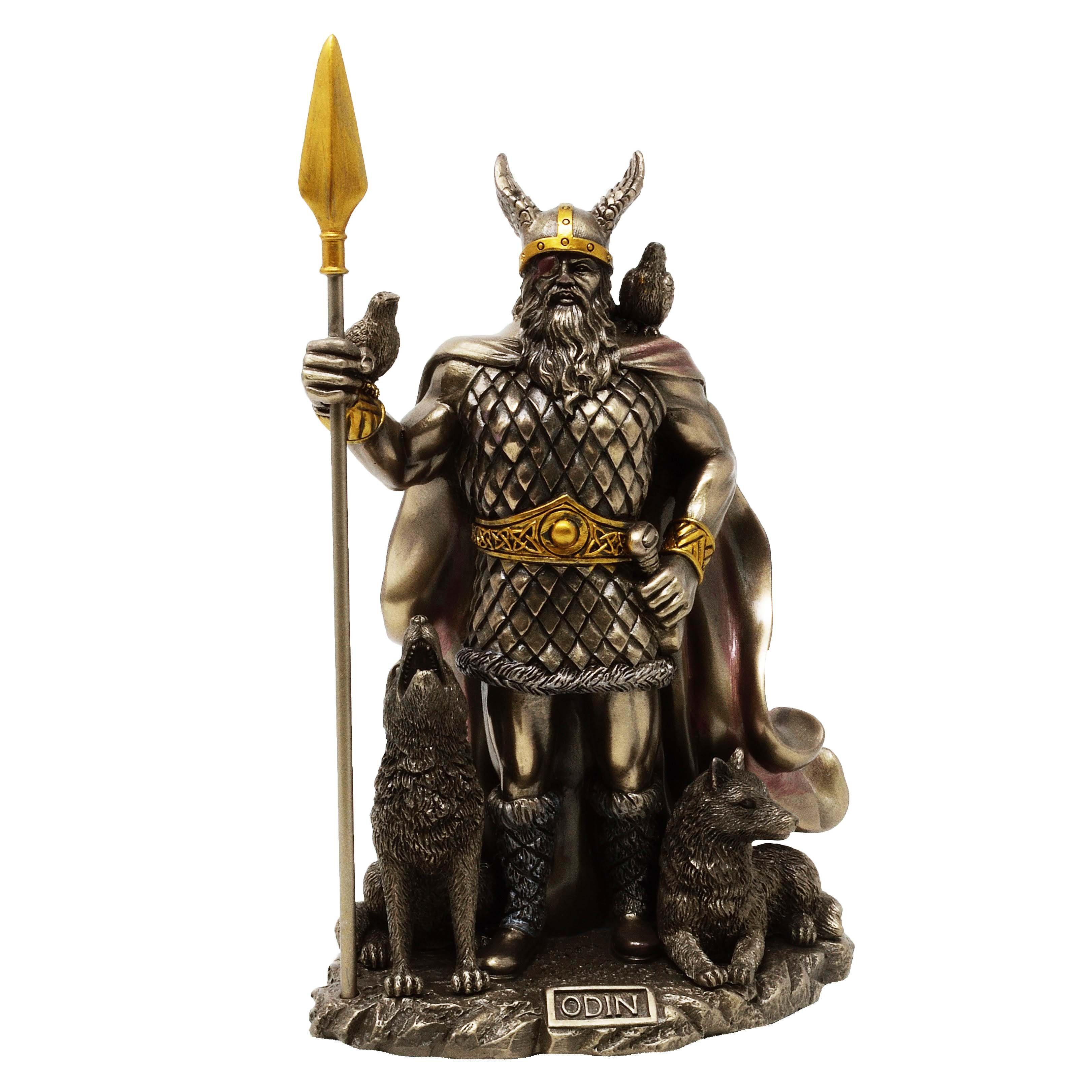 Dekofigur Nordischer Gott Odin stehend bronziert - Gott, Gottvater, Mythologie